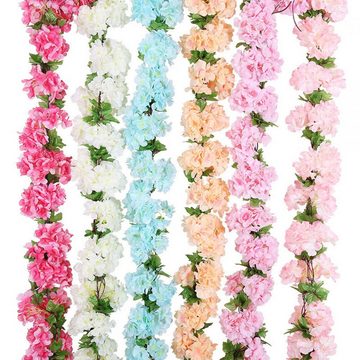 Kunstblume 4 Stück Rosengirlande Blumengirlande Künstlich Girlande Hängend Rebe, Lubgitsr
