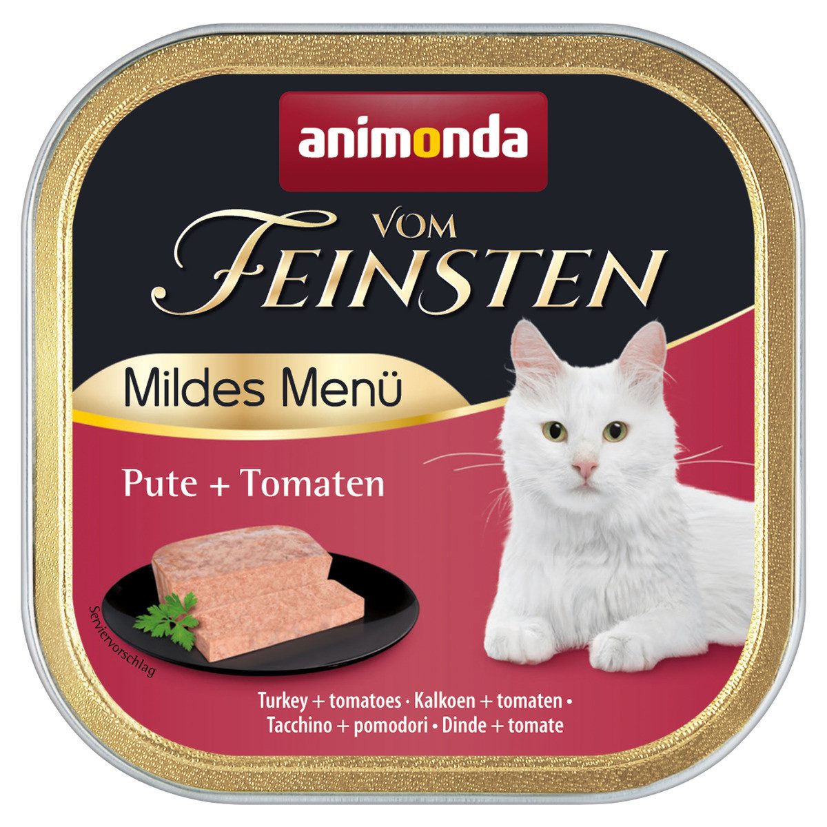 Animonda vom Feinsten Mildes Menue mit Pute & Tomate 100 g - 32 Stück, Nassfutter für: Katze