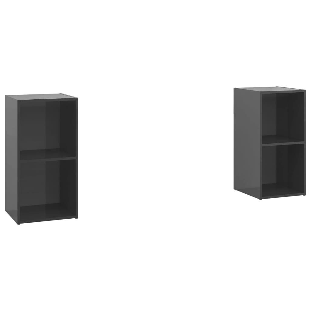 vidaXL TV-Schrank TV-Schränke 2 Stk. Hochglanz-Grau 72x35x36,5 cm Holzwerkstoff (2-St)