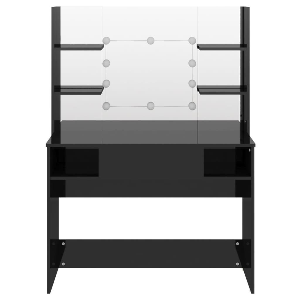 furnicato Schminktisch Eleganter 100x40x135 cm in glänzendem Schwarz mit (1-St), LED-beleuchteter Frisiertisch mit USB-Anschluss und Wandhalterung