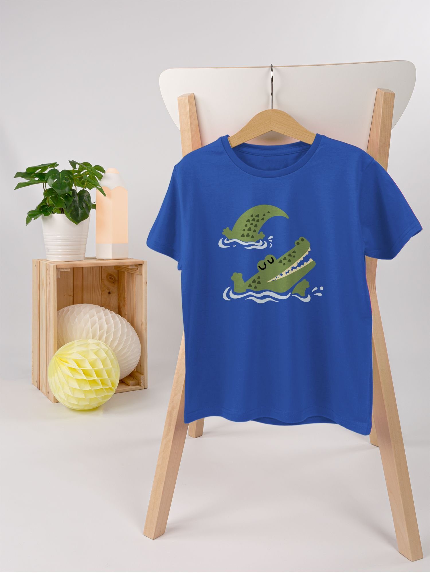 Shirtracer T-Shirt Glückliches Krokodil 2 Tiermotiv Animal Print Royalblau