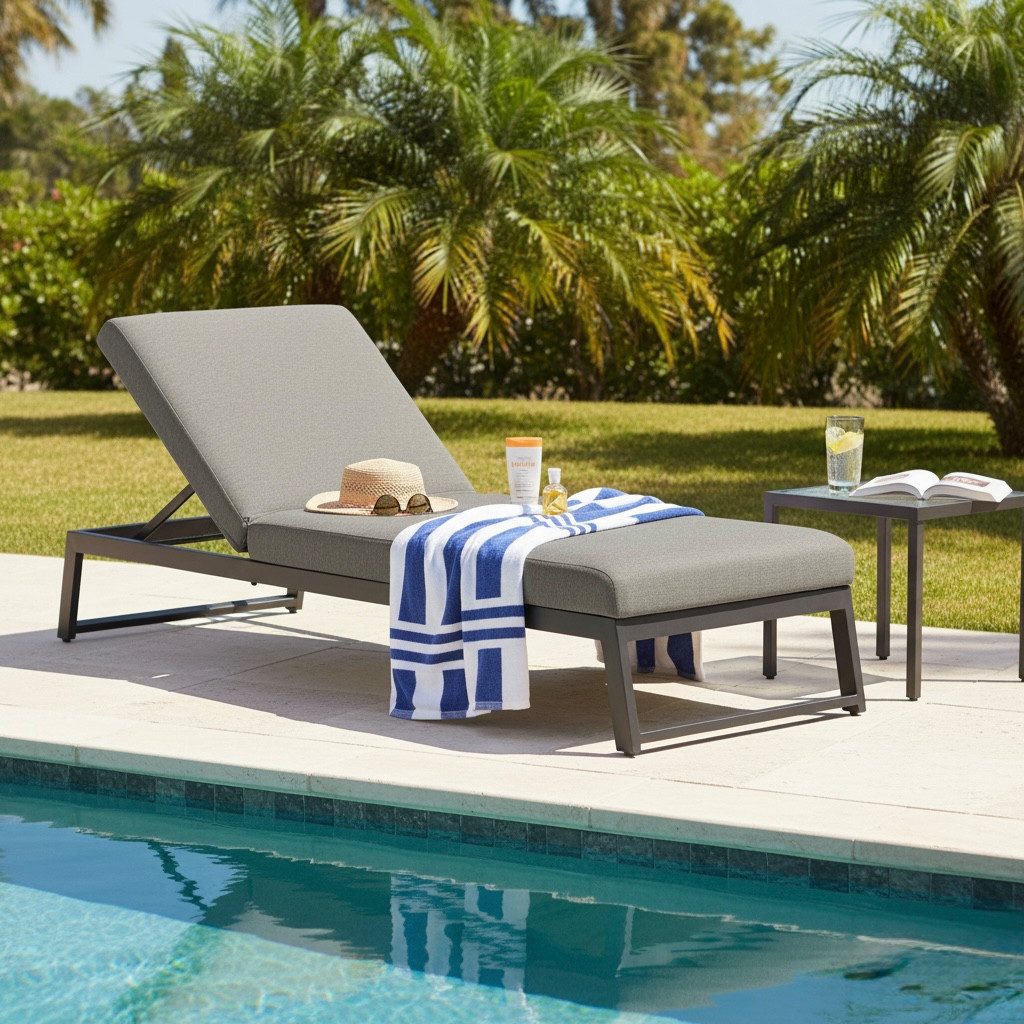 MANDALIKA Garden Gartenliege Outdoor Sonnenliege Heritage 100% LIKA-TEX® Bezug, verstellbares Kopfteil