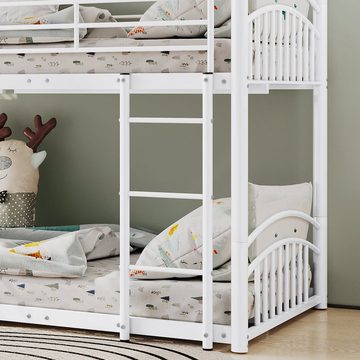 Flieks Etagenbett, Kinderbett Metallbett mit Leiter und Rutsche 90x200cm