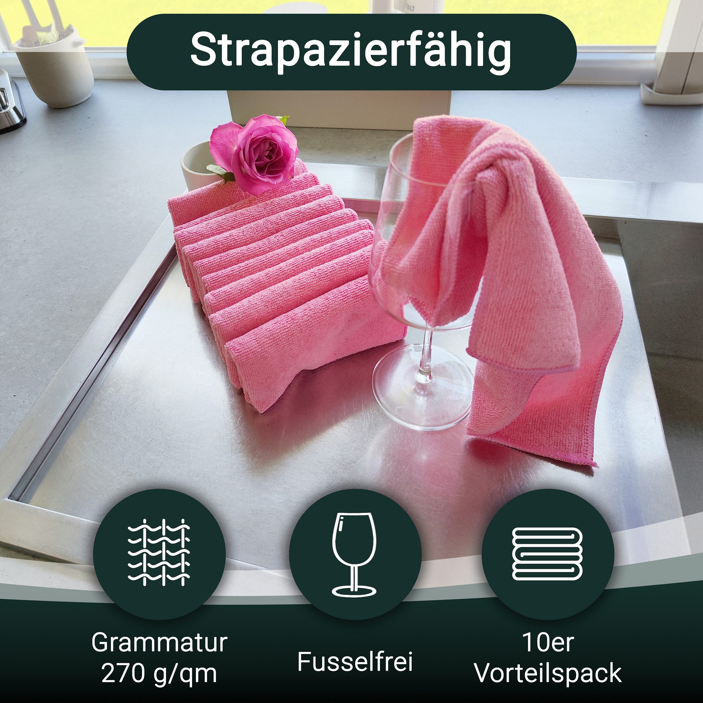 ZOLLNER Geschirrtuch, (Spar-Set, 10-tlg), 32 x 32 cm, 80% Polyester, 20% Polyamid, vom Hotelwäschespezialisten