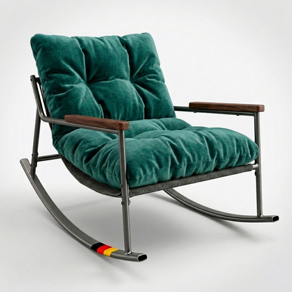 Allyson Schaukelsessel Retro Schaukelstuhl Cord Relaxsessel Polstersessel Metallgestell (Einzelstück, Einzelartikel), Hochwertiger Cord-Bezug; Soft-Touch Haptik; Inklusive Montagesatz