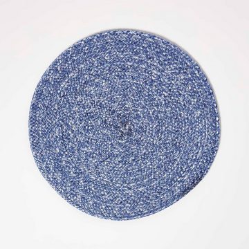 Platzset, Tischset blau im 4er-Set, 40 cm – 4x Platzset rund geflochten, Homescapes