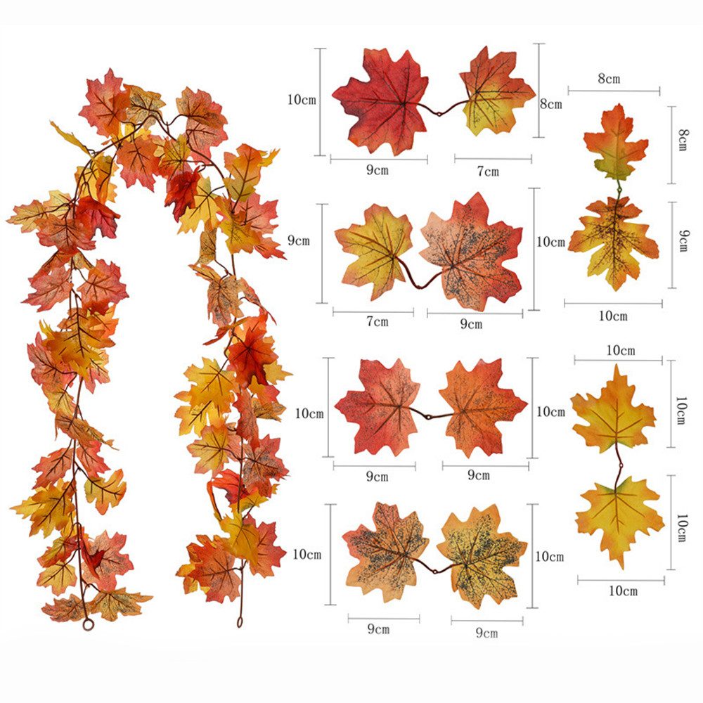 Kunstranke Herbst Girlande Ahornblätter, Ahornblatt Kürbis Herbstkranz, Sorvyzxn, Halloween Girlande Dekorationen für Tisch Kamin Fenster Außenbereich – Bild 2 von 5