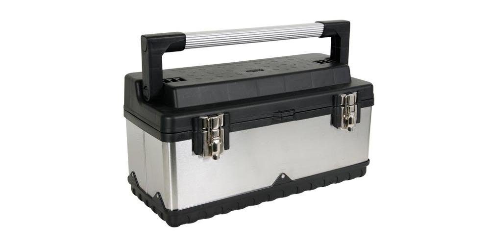 PEREL Werkzeugbox Werkzeugkasten - Edelstahl - 505 x 235 x 225 mm - 26,7 L