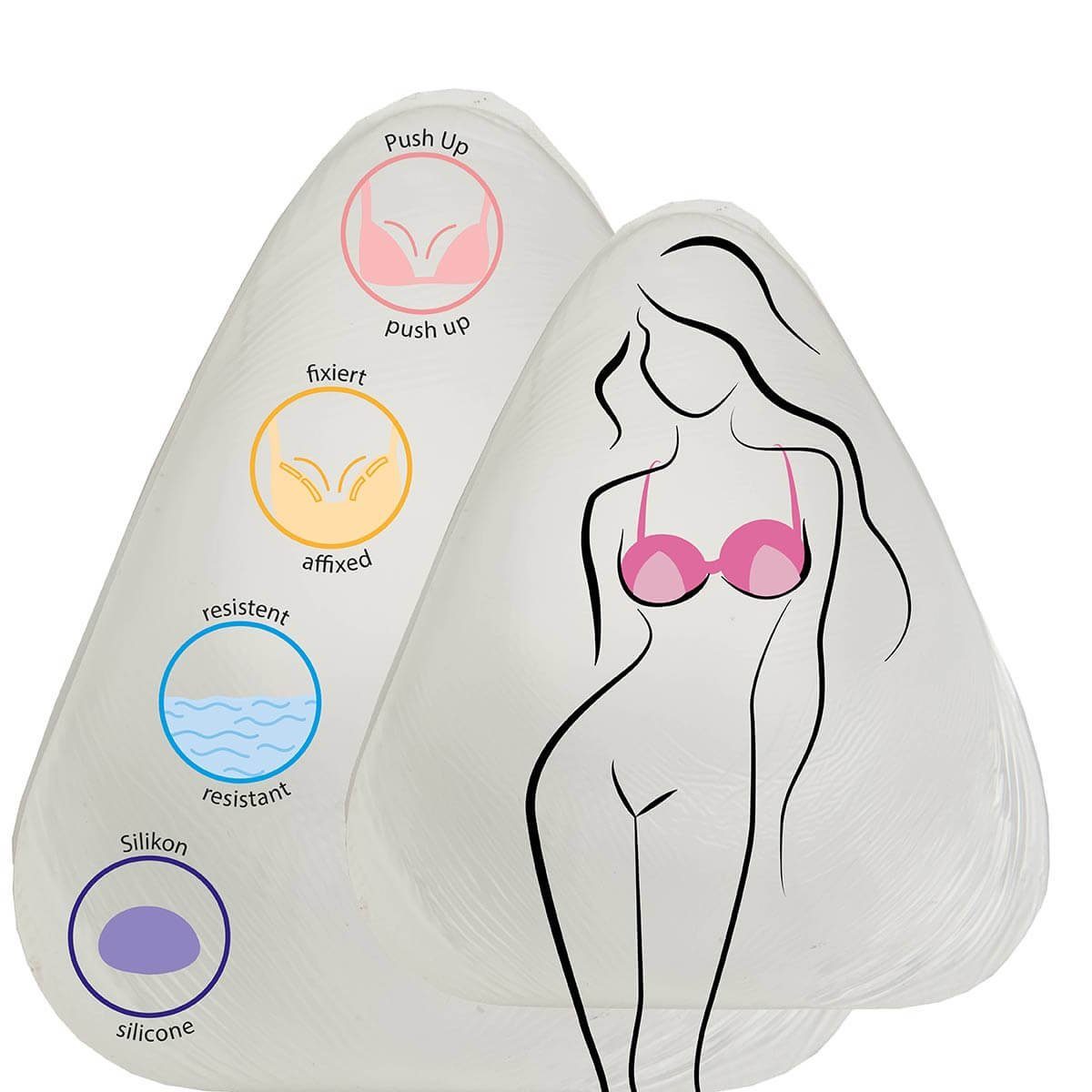 Miss Perfect BH-Einlagen W2G3900010202630, Triangel Beach Silikon oder Transparent Add-a-Size, BH Silikon Push-up Triangel Contour Einlage