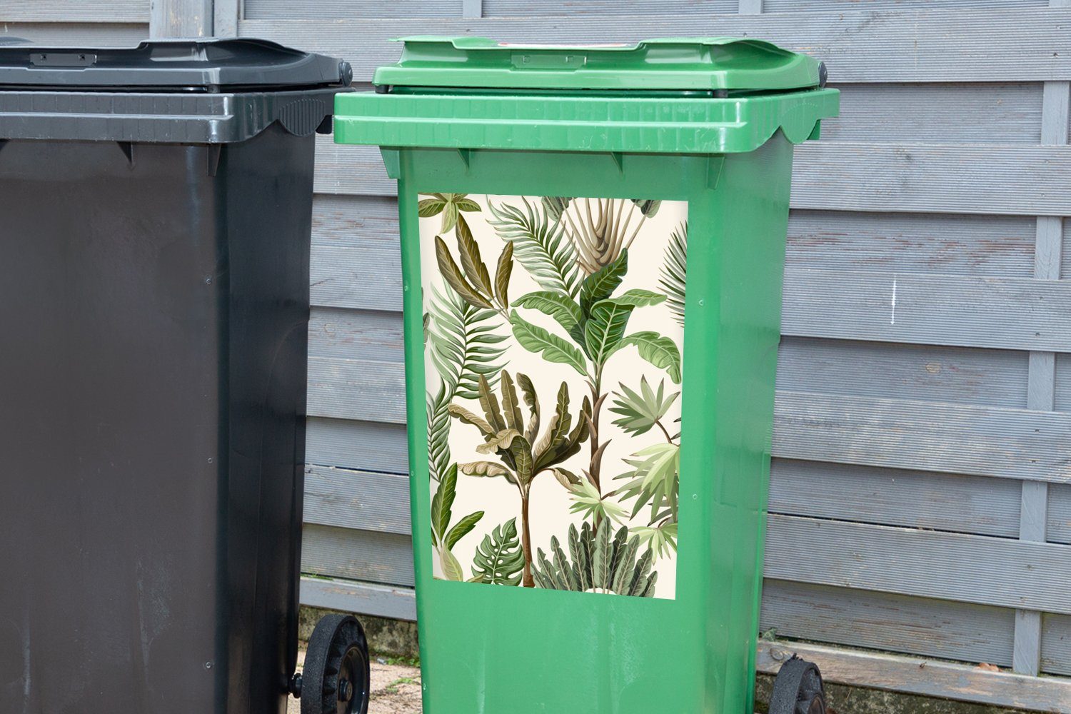 - Mülltonne, St), - Dschungel (1 Kinder - - Wandsticker Abfalbehälter Container, Palme MuchoWow Pflanzen Mülleimer-aufkleber, Natur - Bananenstaude Sticker,