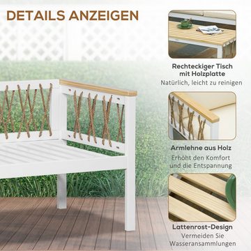 Outsunny Sitzgruppe Gartenmöbel-Set mit Sitzkissen, (Sitzgruppe mit Doppelsofa, 4-tlg., Balkonmöbel-Set), BxLxH: 61x126x65 cm