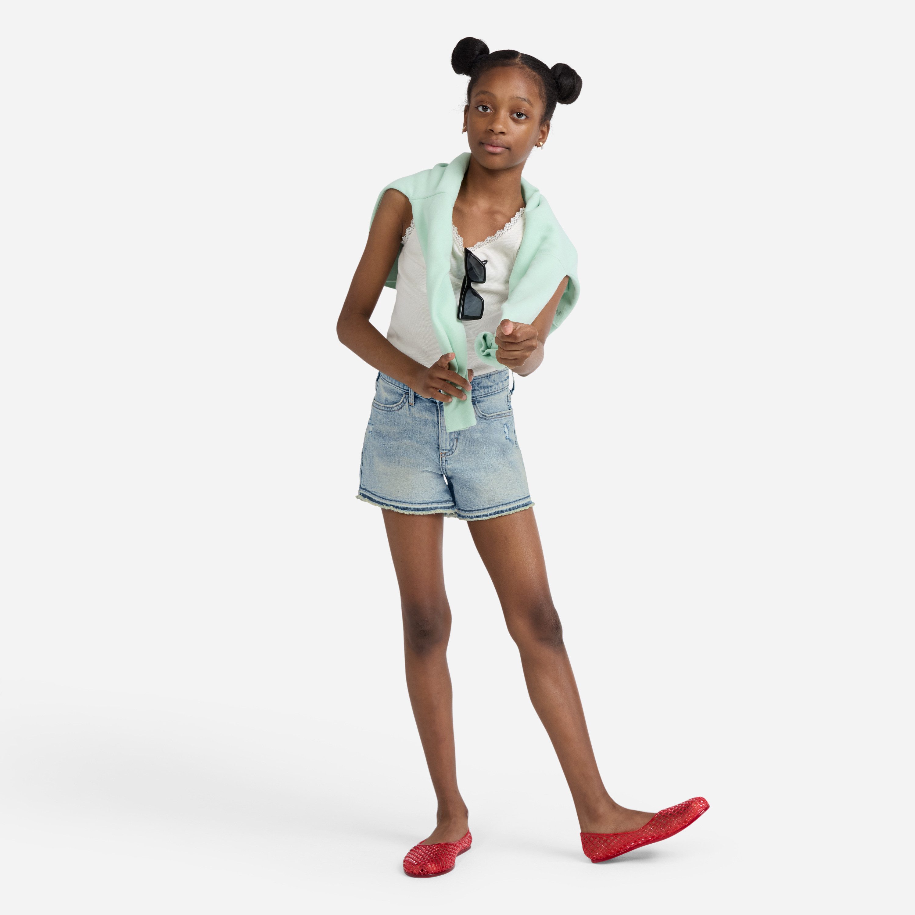 Abercrombie Kids Jeansshorts AFG HIGH RISE RELAXED DENIM SH 4-Pocket-Style, ohne Coinpocket