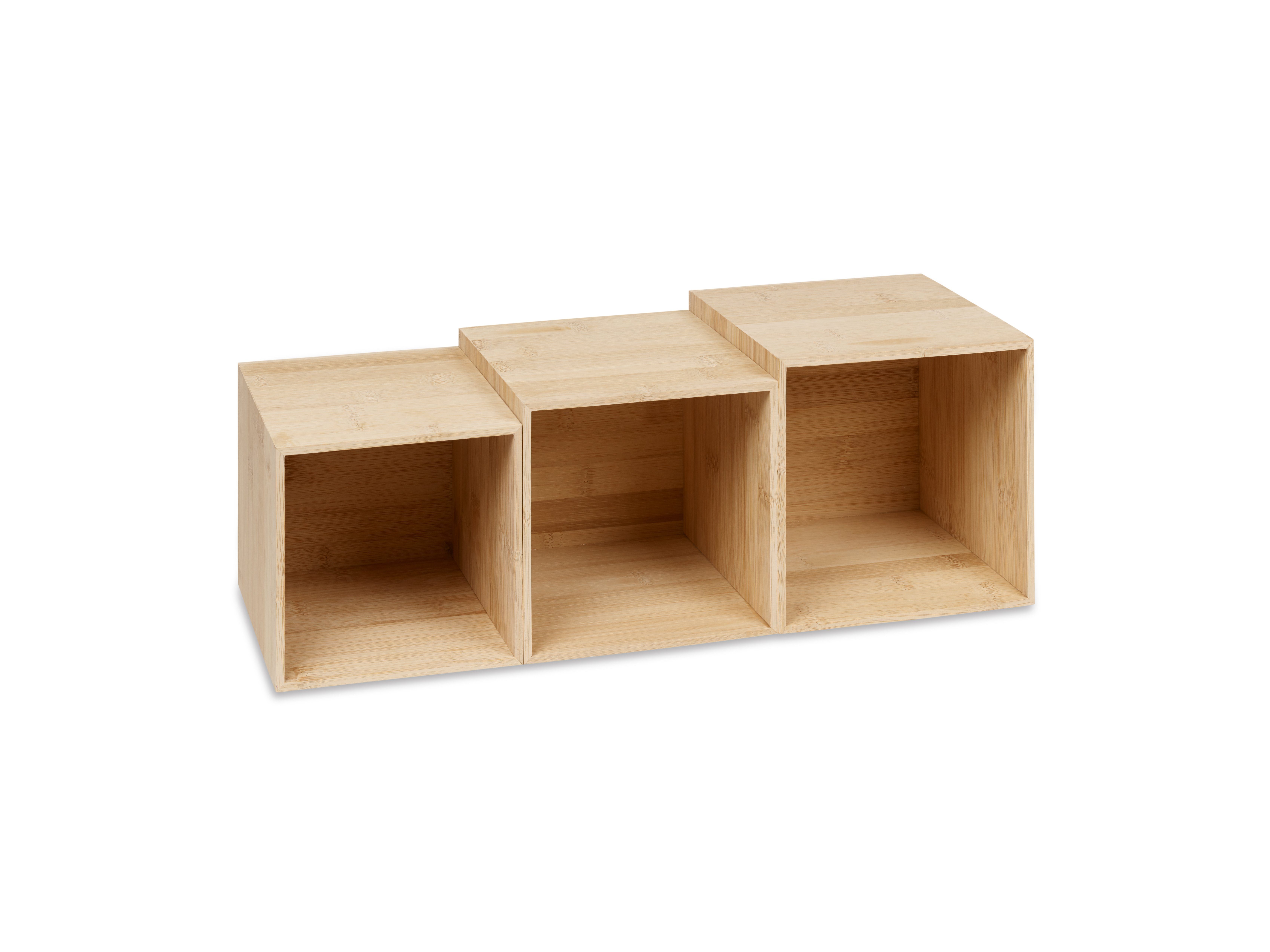 Cubix Aufbewahrungsbox CD-Boxen-Set bambus, 3 CD-Aufbewahrungs-Boxen günstig online kaufen