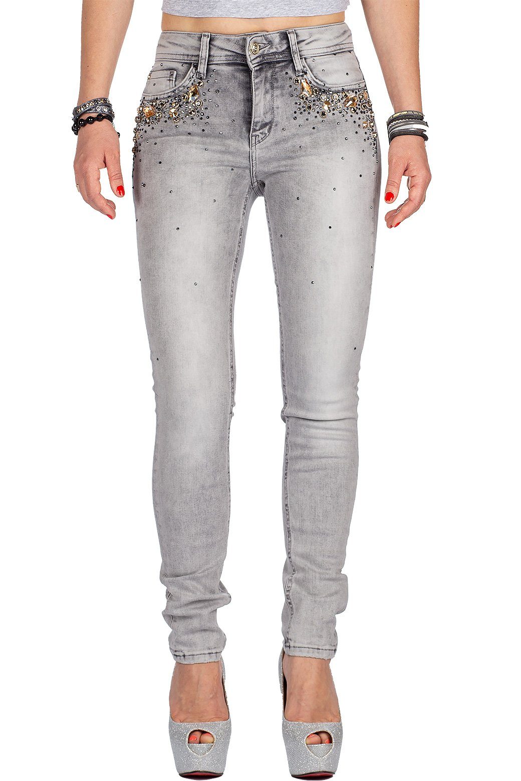 Cipo & Baxx Slim-fit-Jeans »Damen Hose BA-WD407« mit Strasssteinen im  Glamour Look online kaufen | OTTO