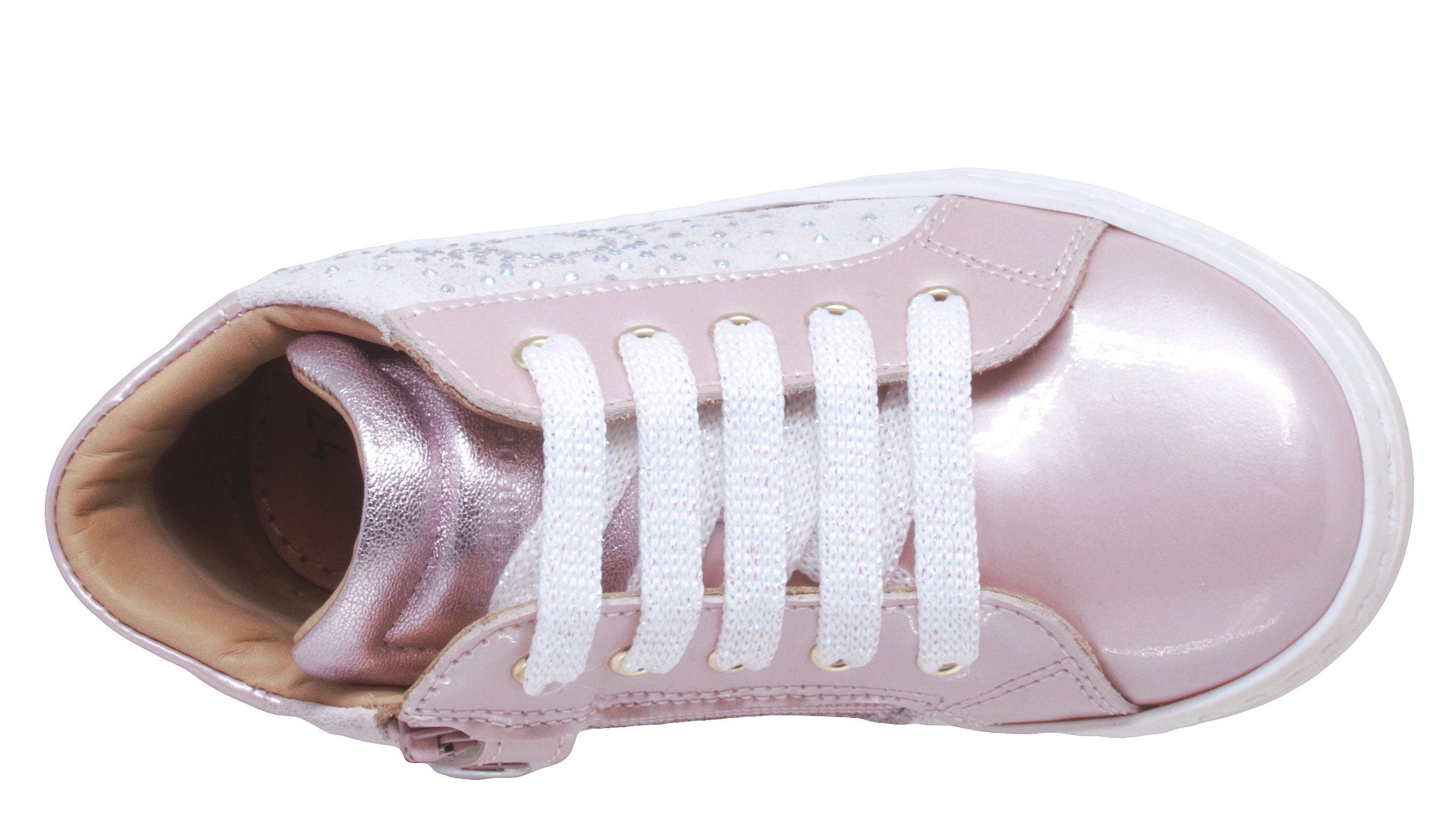 Herz Sneaker Leder Pink N12-1194 Halbschuhe Zecchino Zecchino Rosa d'Oro Sneaker d'Oro
