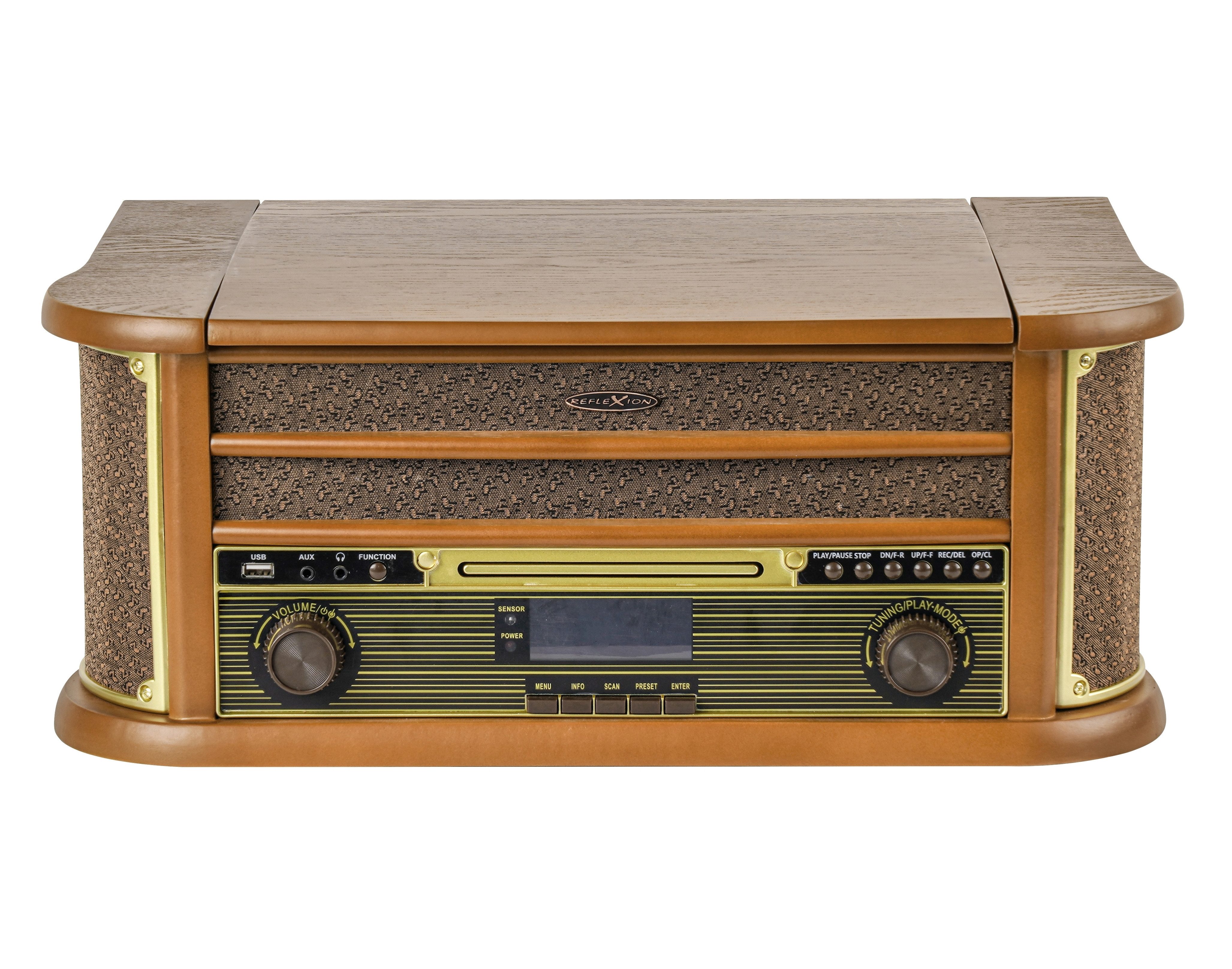 Reflexion HIF2002DAB Retro HiFi Anlage mit DAB+, Bluetooth 5.0 & USB-Encoding Radioplattenspieler (Riemenantrieb, Bluetooth, Bluetooth, Kassettenspieler, CD/MP3, UKW/DAB+ Radio, Encoding-Funktion)