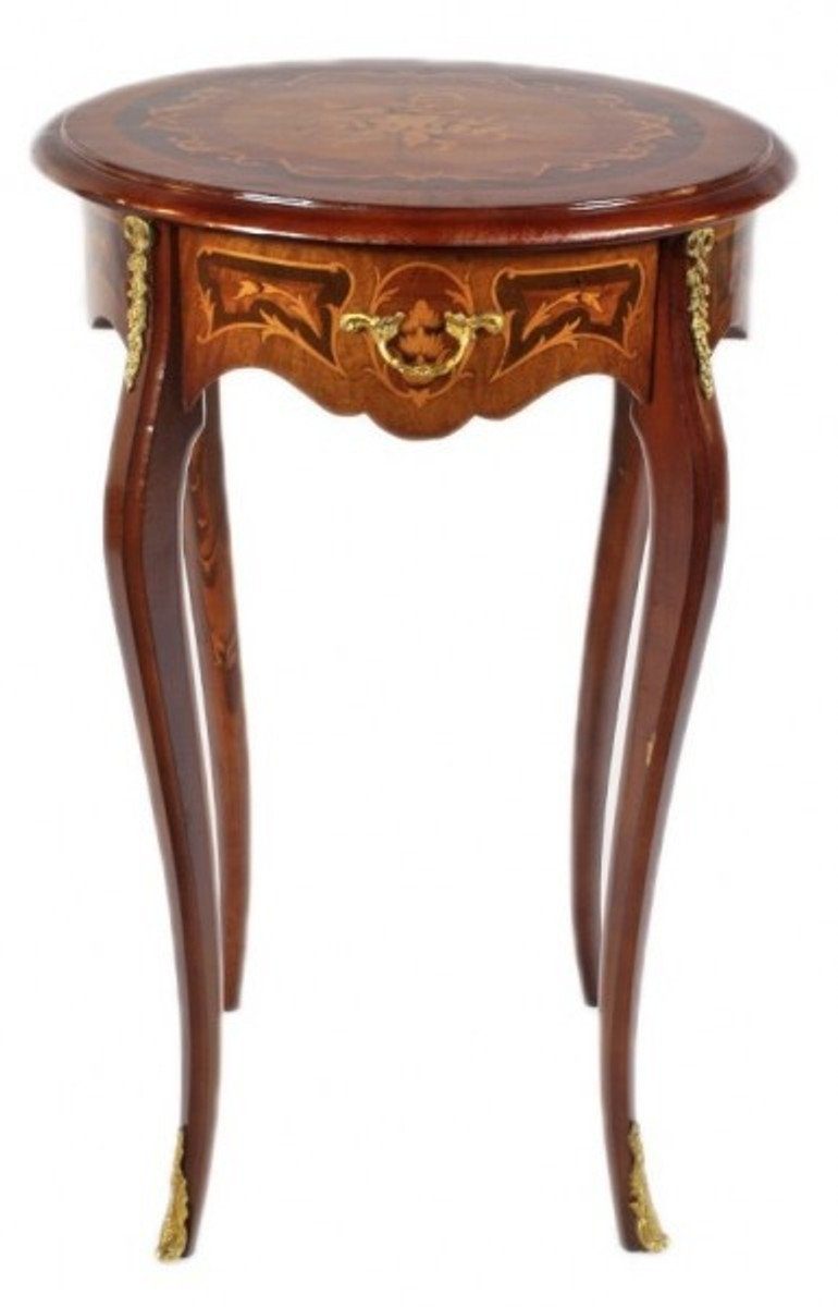 Casa Padrino Beistelltisch Barock Beistelltisch Mahagoni Intarsien mit Schublade H70 x 50cm - Ludwig XVI Antik Stil Tisch - Möbel