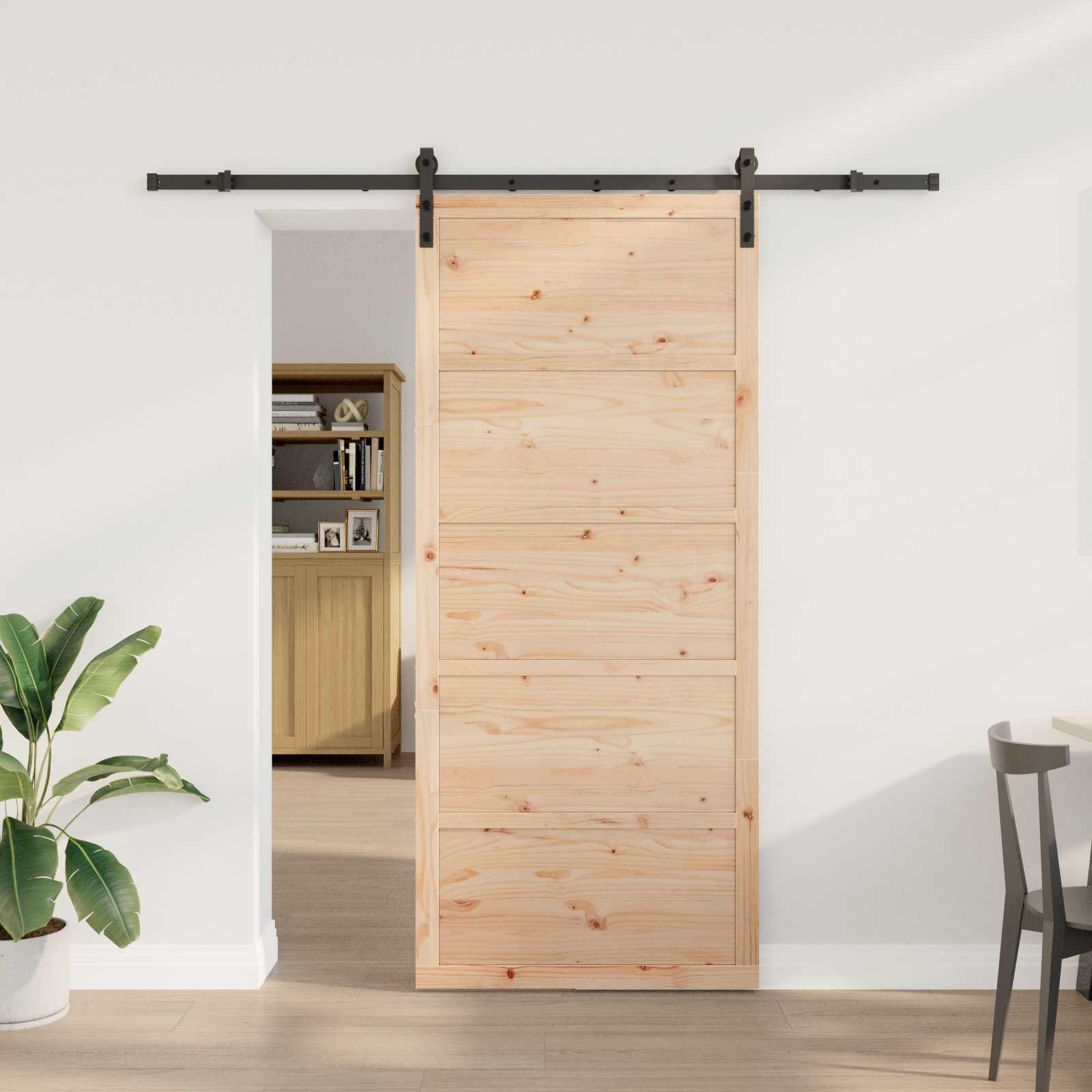 vidaXL Schiebetür Schiebetür Natur 80 x 208 cm Massives Kiefernholz (1-St)