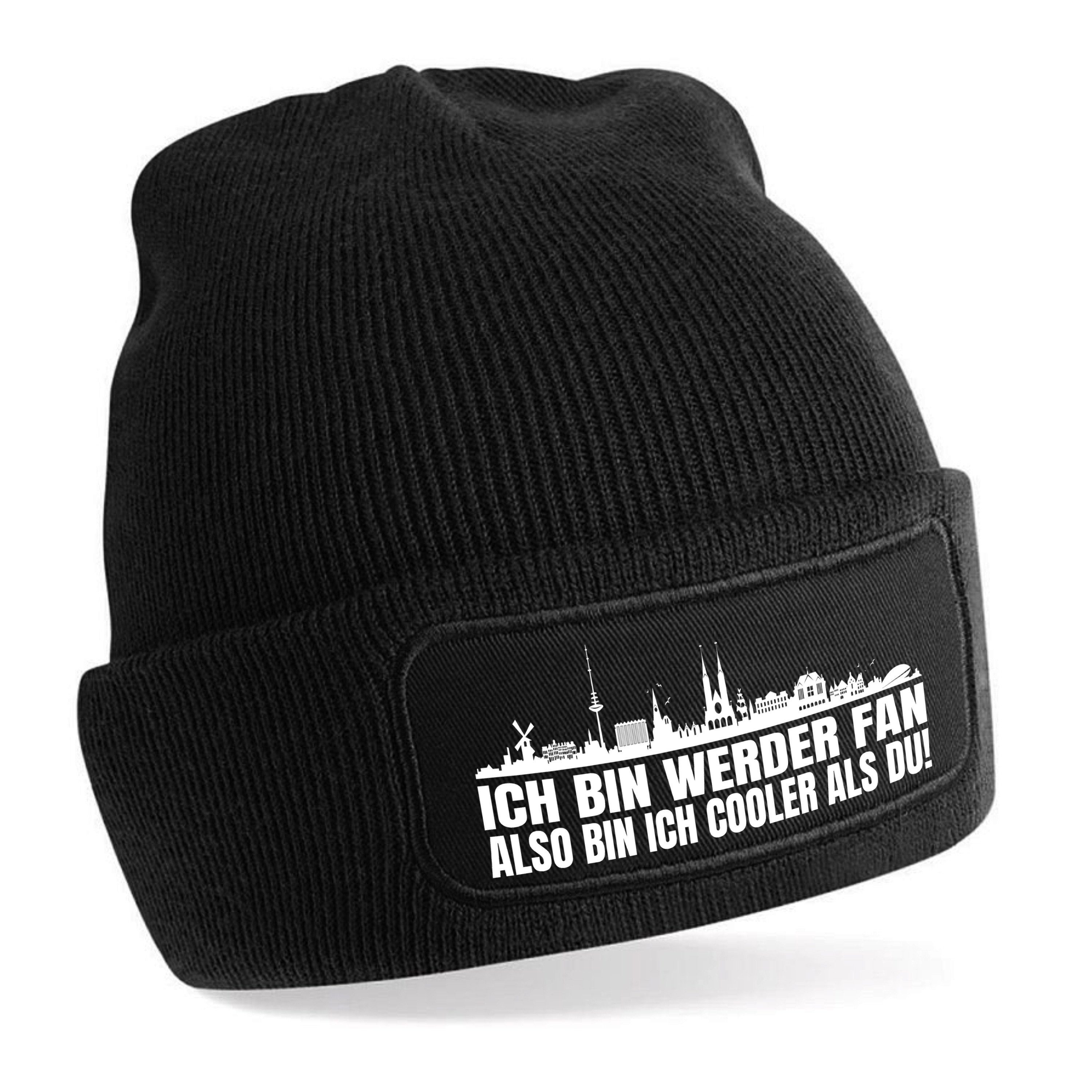 Herzbotschaft Beanie Strickmütze Beanie mit Spruch ICH BIN WERDER FAN (Mütze mit Aufdruck, Skimütze) Unisex SoftTouch angenehm weiche und warme Wintermütze Einheitsgröße