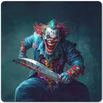 MuchoWow Gaming Mauspad Clown - Horror - Messer - Kleidung - Porträt (1-St), Mousepad mit Rutschfester Unterseite, Gaming, 40x40 cm, XXL, Großes