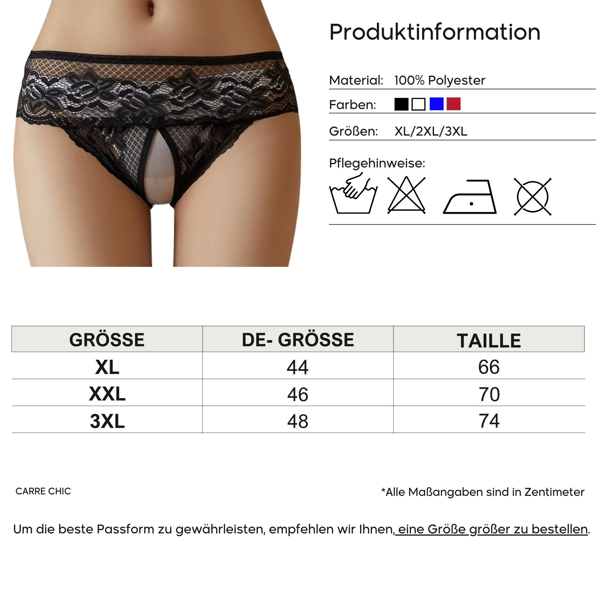 Elegant Love Slip-Ouvert Damenslip Höschen mit offenem Schritt, Spitze-Tanga, Sexy Unterwäsche Dessous in Spitzenoptik, Lingerie für Damen