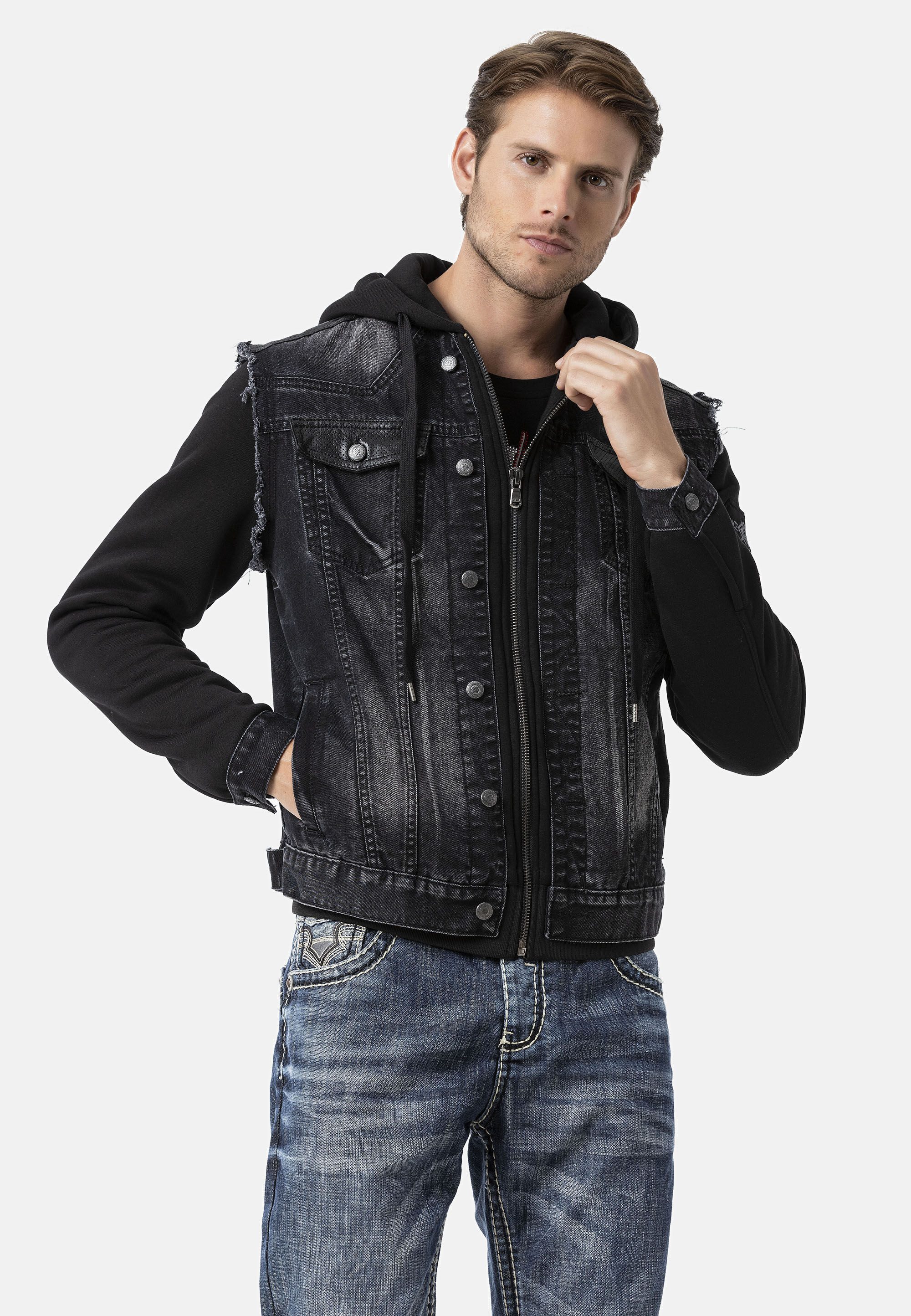 Cipo & Baxx Jeansjacke CJ307 Abgerundet mit metallischen Details
