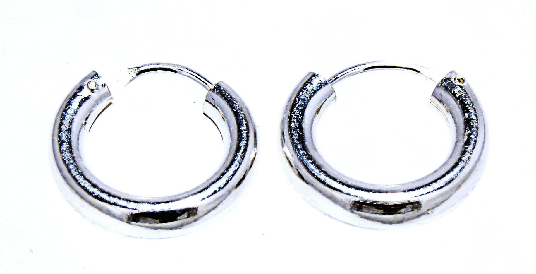 925 Creole Kiss Ohr Ohrringe Kreole Silber of Ohrring-Set Paarpreis Sterling Leather Schlicht