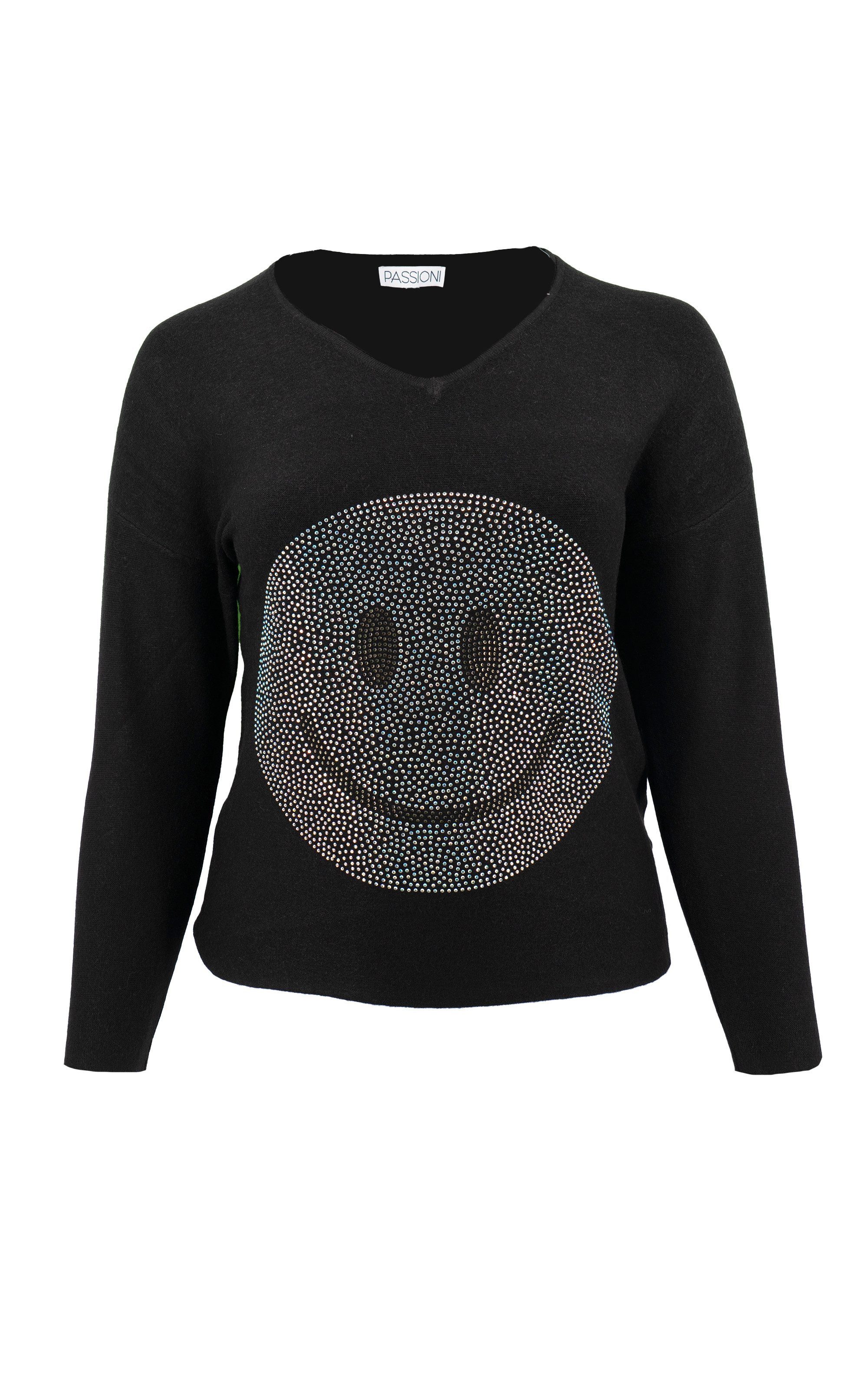 Passioni Strickpullover mit Strass-Smiley günstig online kaufen