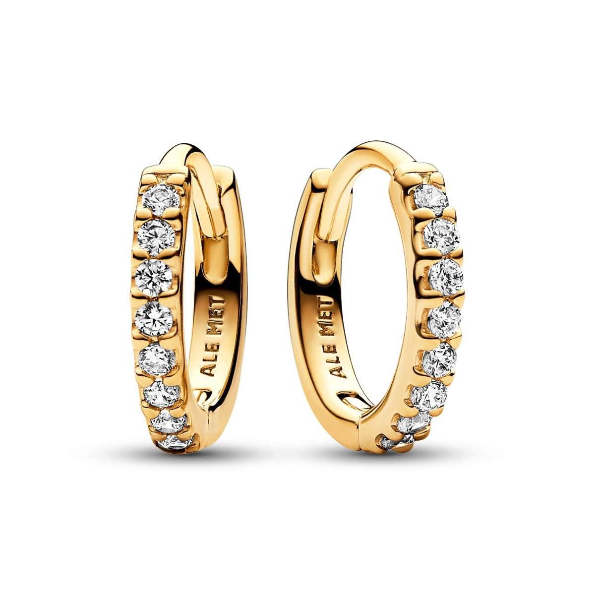 Pandora Paar Creolen 263015C01, für Damen Funkelnde Umarmung Goldfarben