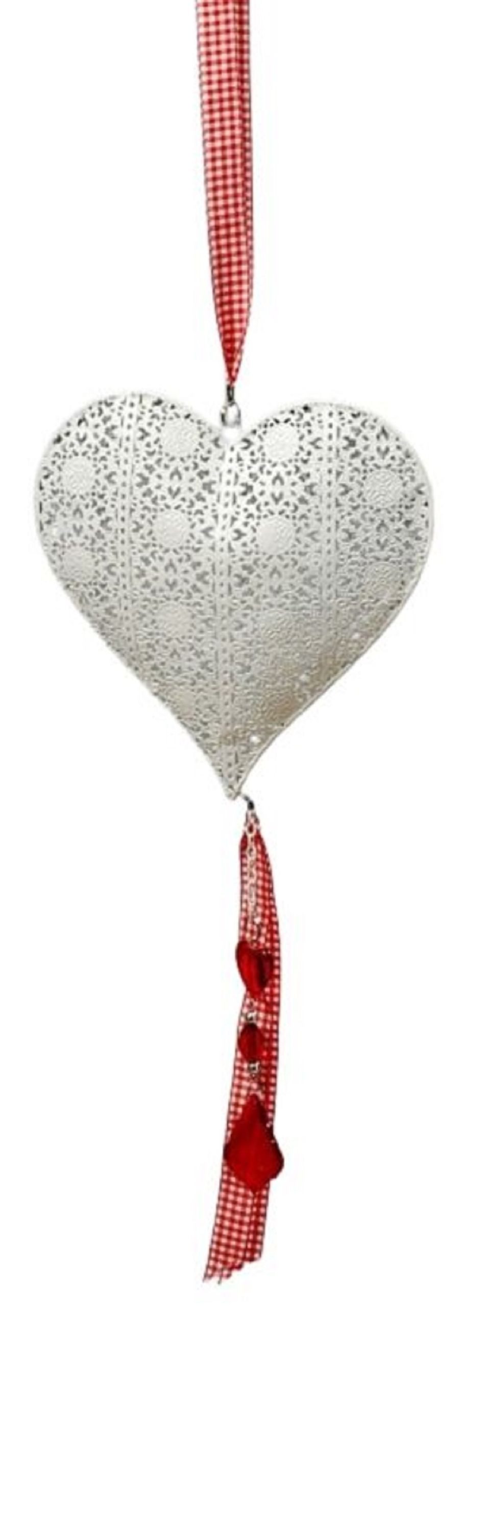 BOLTZE GRUPPE GmbH Hängedekoration Deko-Hänger Herz Metall weiß/rot H/B/T 22/21/1 cm