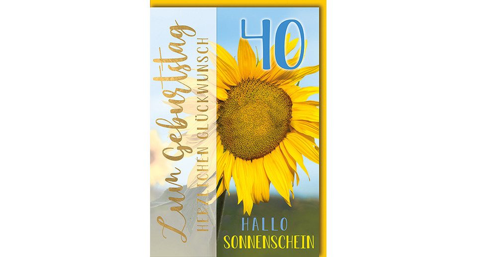 Braun+Company Atelier Geschenkkarte Geburtstagskarte Sonnenblume 40. A6