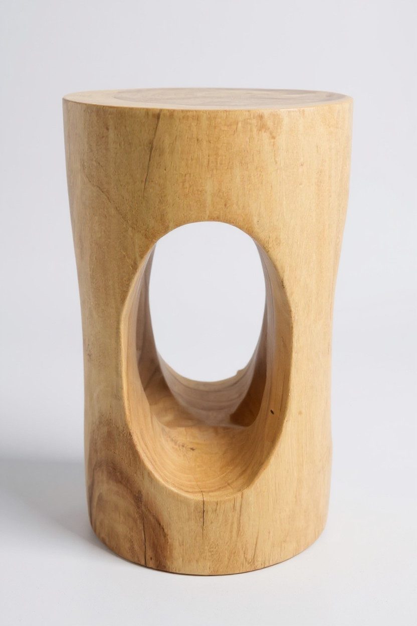 FaHome Beistelltisch Holzhocker Massiv Rund (50x30x30cm), Hocker Natur Beistelltisch Blumenhocker Massivholz