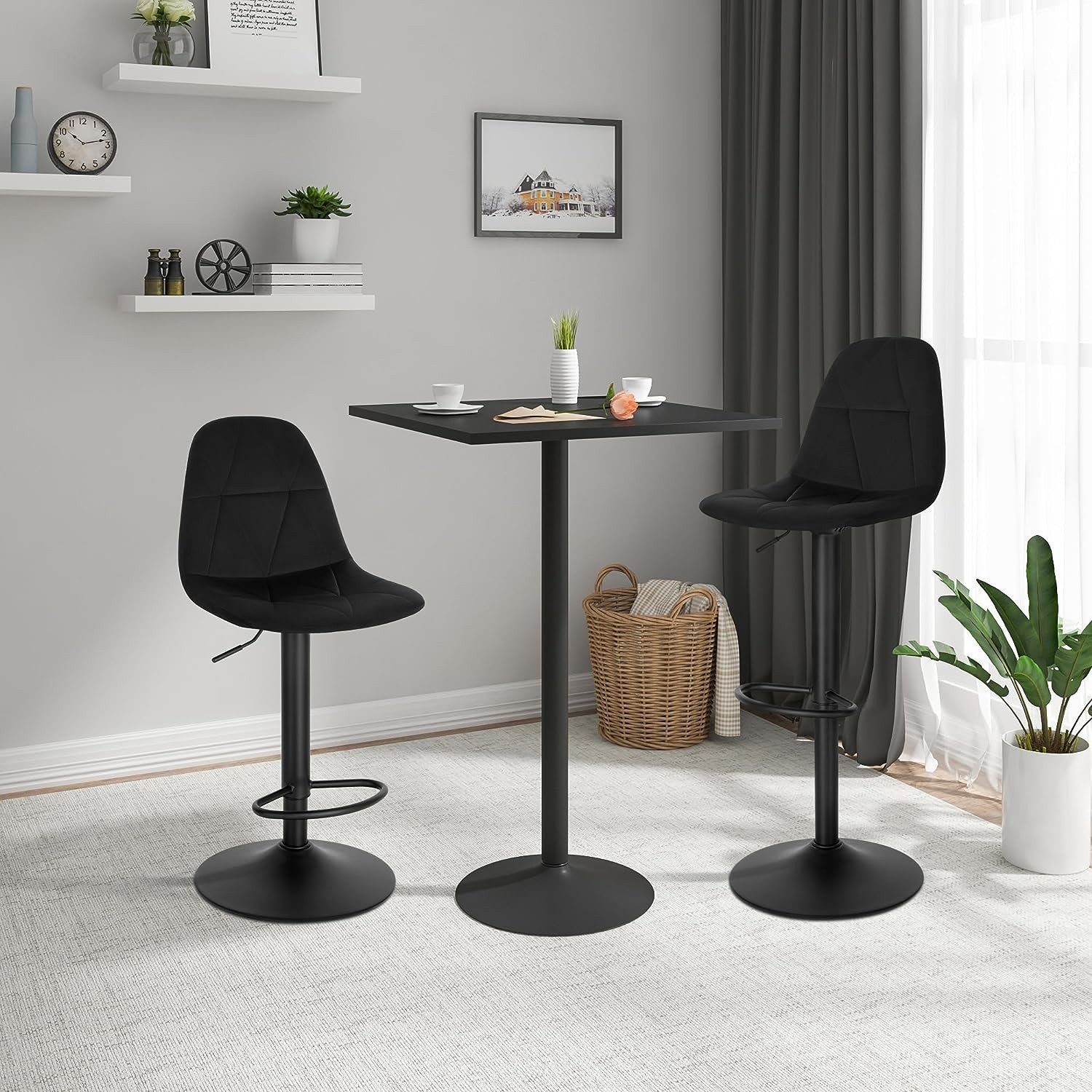 EUGAD Barhocker (2 St., 2er), Rückenlehne höhenverstellbar drehbar Samtbezu günstig online kaufen