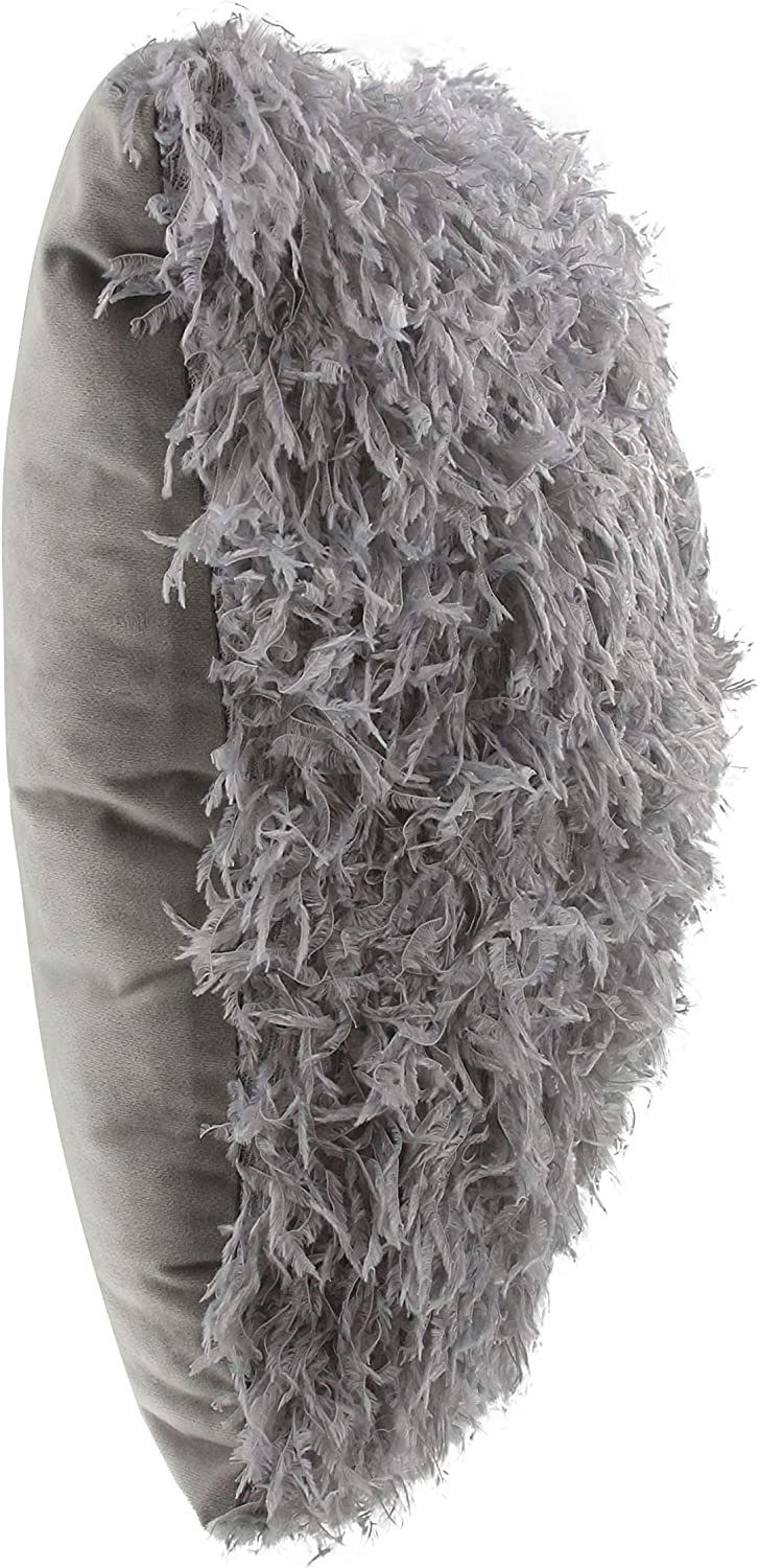 Frank Flechtwaren Kissenbezug mit Federn Zottellook grau