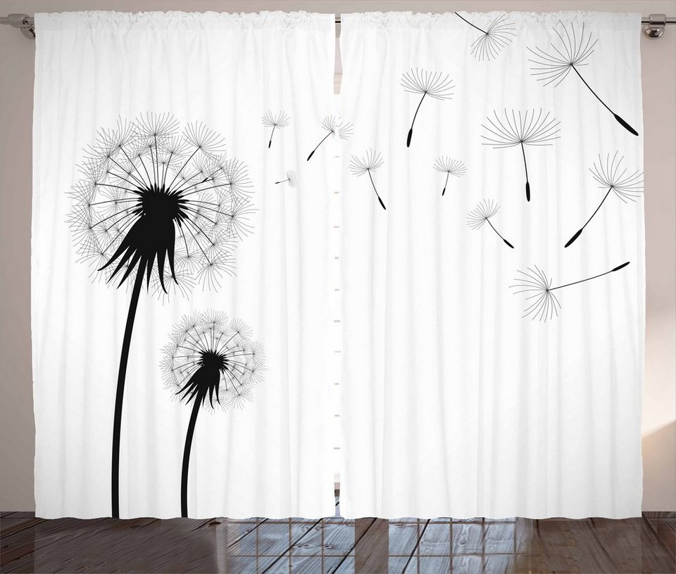 Gardine Schlafzimmer Kräuselband Vorhang mit Schlaufen und Haken,  Abakuhaus, Löwenzahn Seed weggeblasen Floral