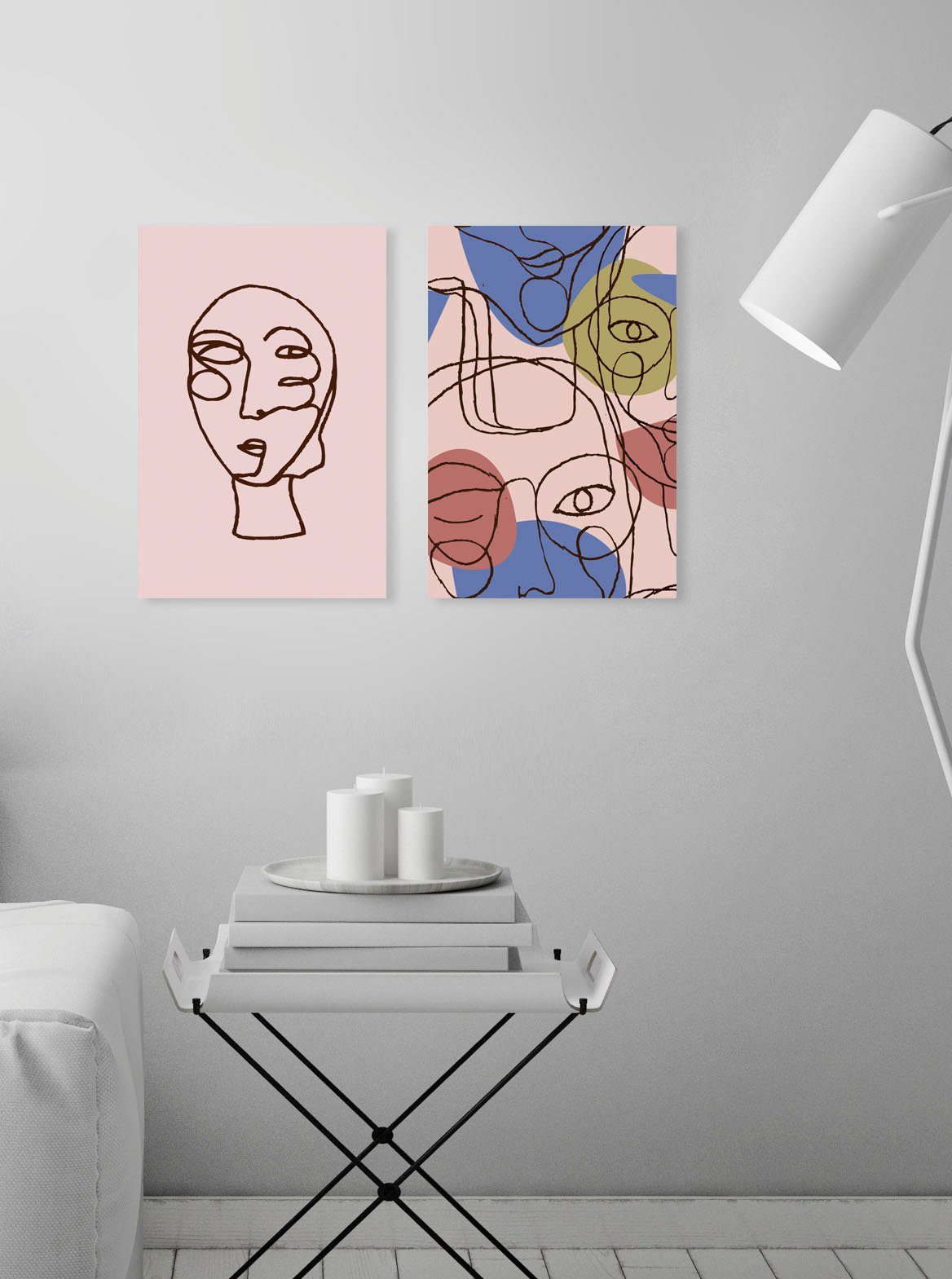 queence Bild Tré, Abstrakt, Figuren, Gemälde, Gesicht, Kunst, Modern (1 St), HD Premium Poster-Druck inkl. Holzrahmen