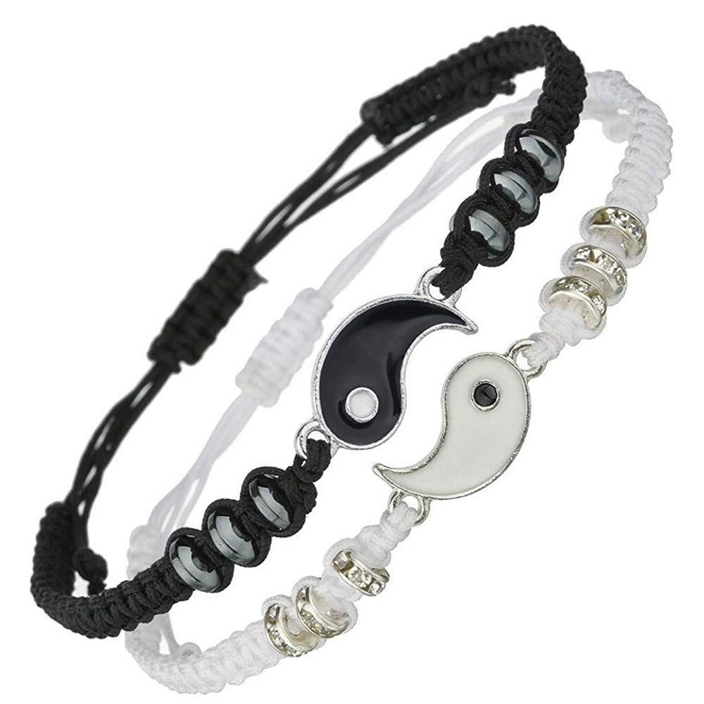 Fivejoy Armkette Yin-Yang-Seilarmband, Einstellbar (2-tlg), Kann zu Ihrem Lieblingsoutfit getragen werden