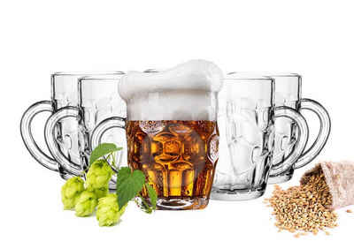 Sendez Bierglas 6 Biergläser mit Henkel 400ml Bierseidel Bierkrüge Bierglas Bierkrug, Glas