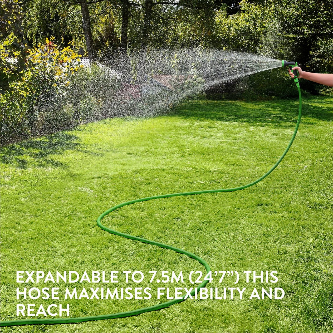 Thumbnail - Navaris Gartenschlauch Flexibler Gartenschlauch 3,75-7,5m - 10 Funktionen Brause - Schlauch, (1 St)