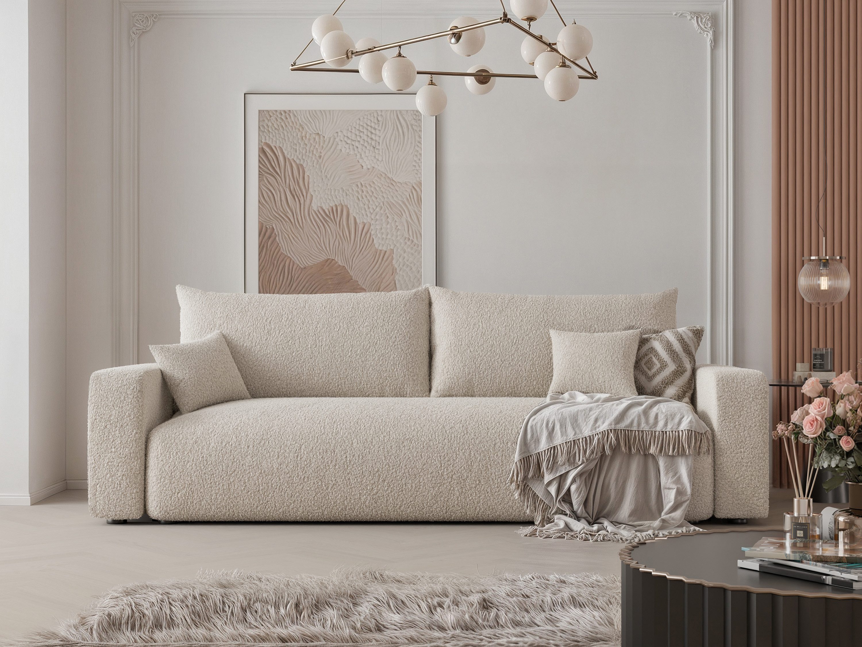 yourhouse24 Sofa PIANO (246 cm) – Mit Schlaffunktion, Bettkasten & abnehmbaren Bezügen, Seite universal