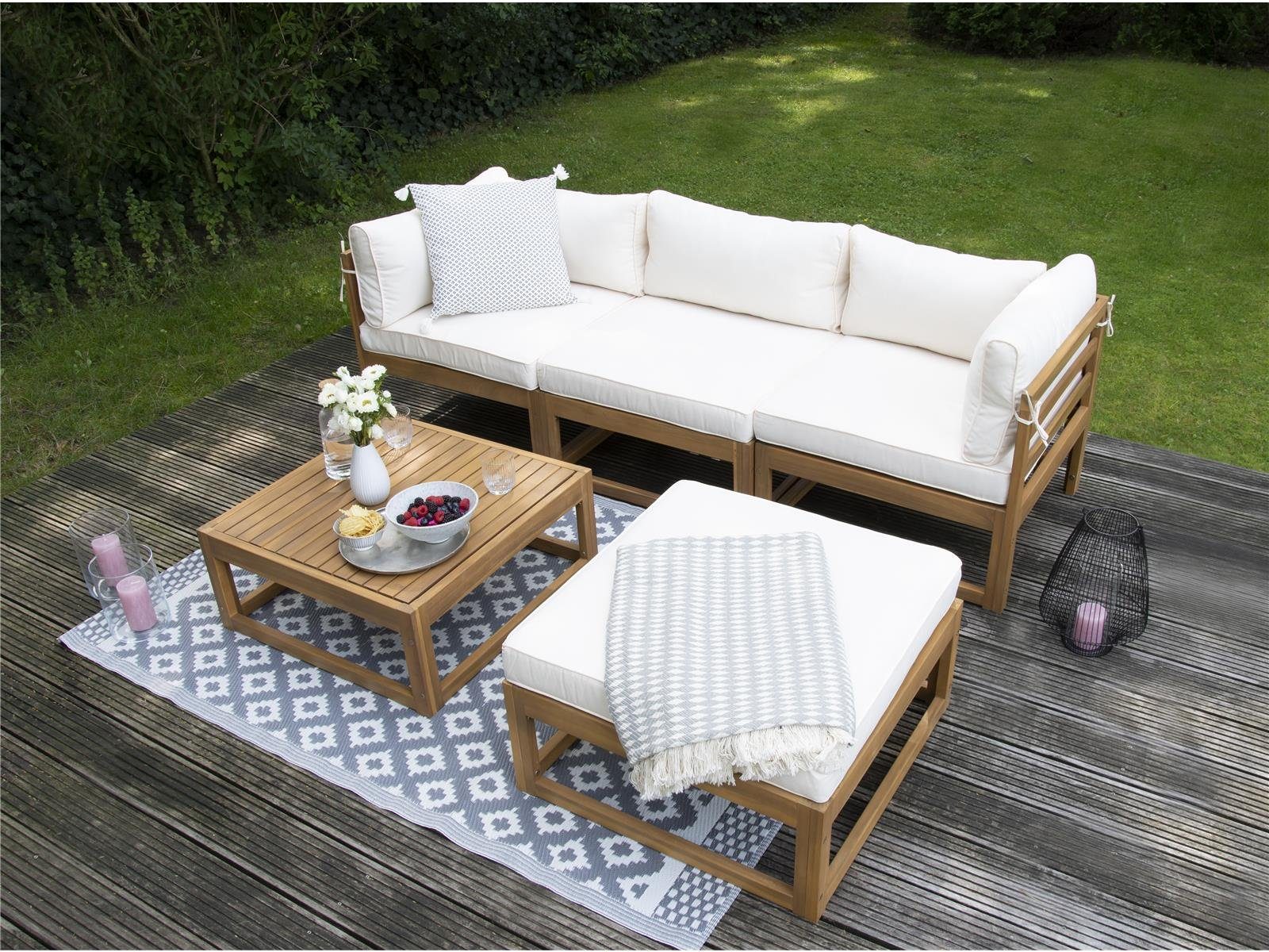Green Spirit Loungeset »Karmoy« Lounge Set Holz Ecklounge Loungemöbel Sitzgruppe Gartenmöbel, (Set, 5-tlg), Akazie FSC100, 3 Personen, wetterfest, Garten, Terrasse, Balkon