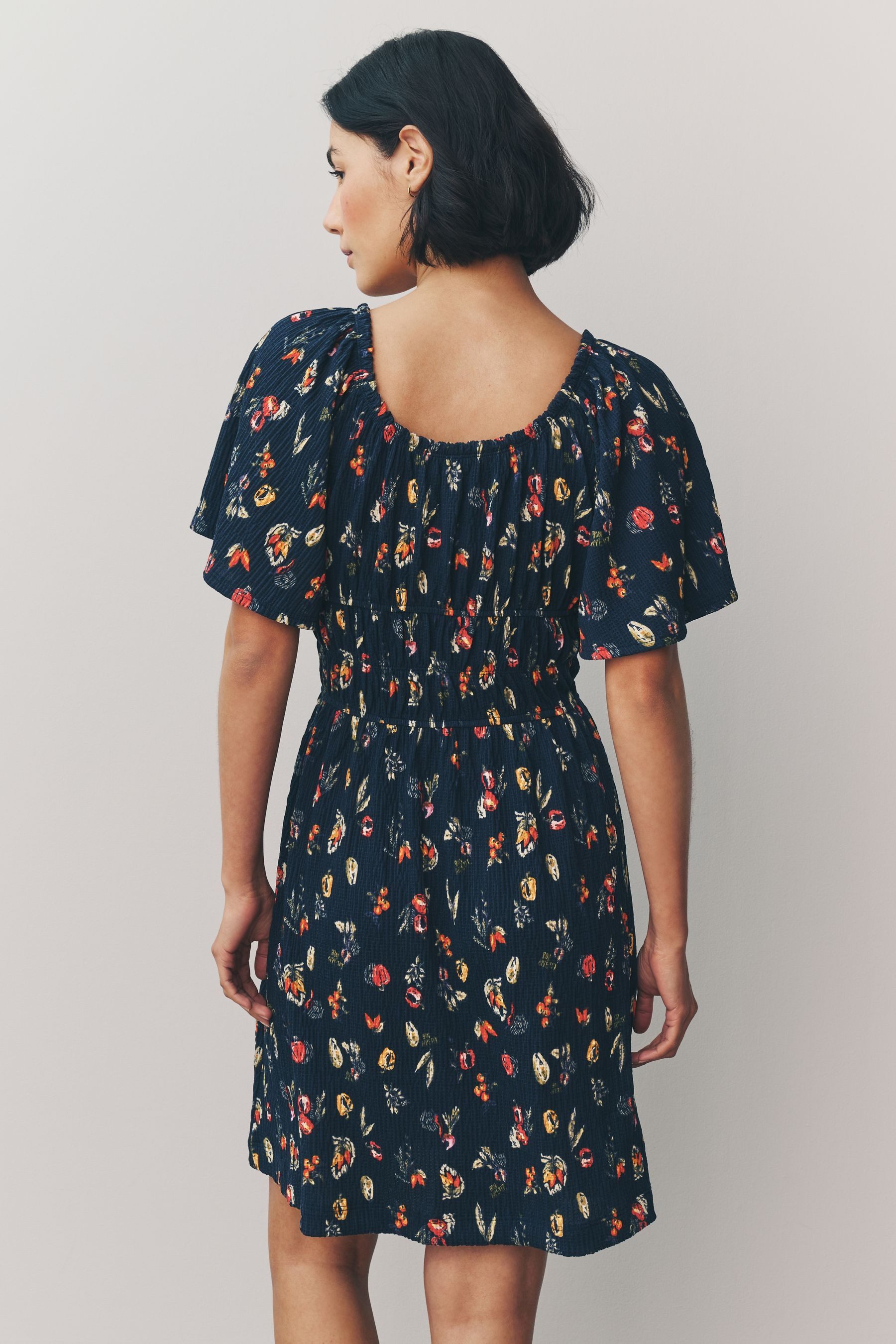Next Jerseykleid Kurzärmeliges Jersey-Minikleid mit Bindedetail günstig online kaufen