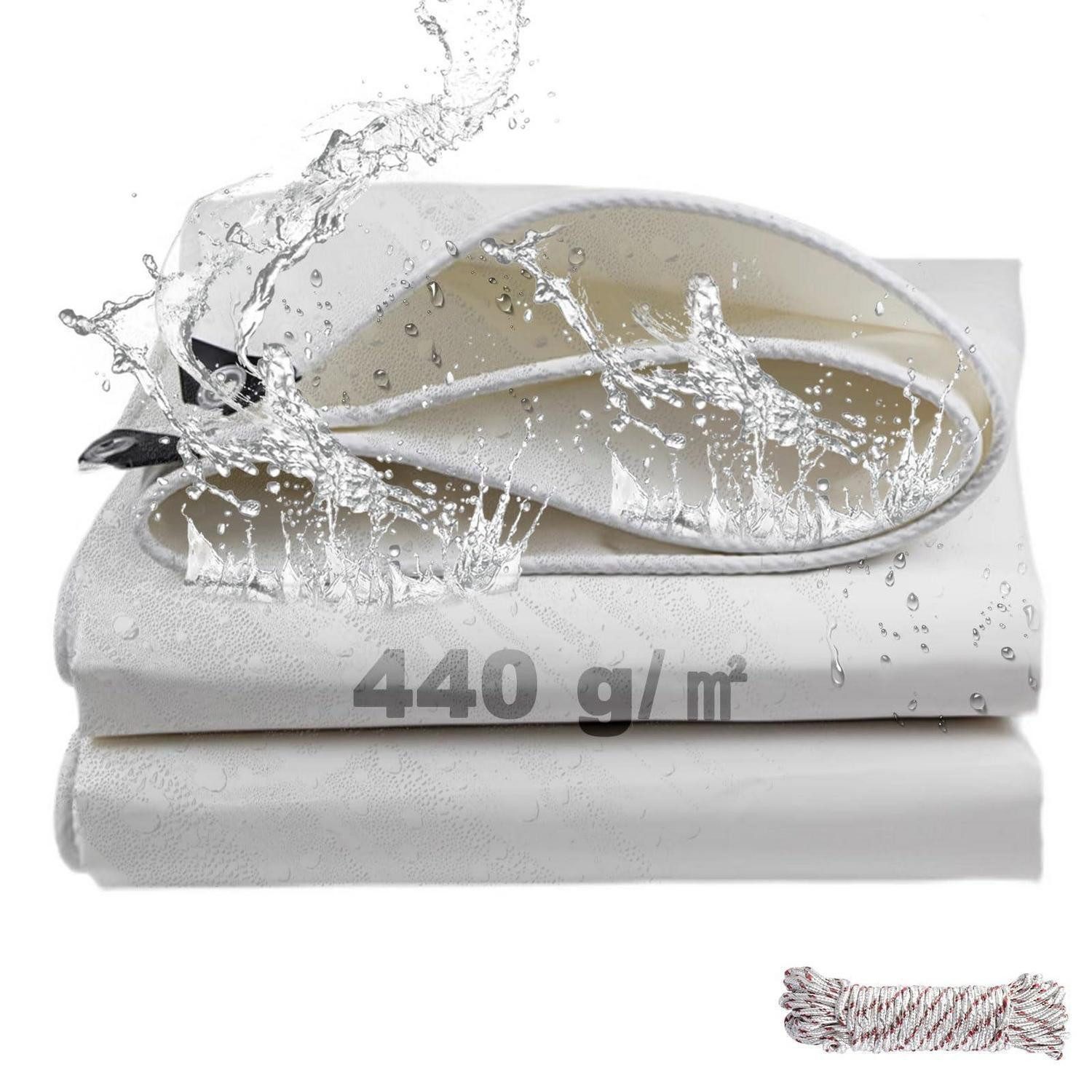 LuxusKollektion Schutzplane LKW Plane PVC Wasserdicht Ösen Reißfest UVSchutz 4x6m 440 G M² Weiß