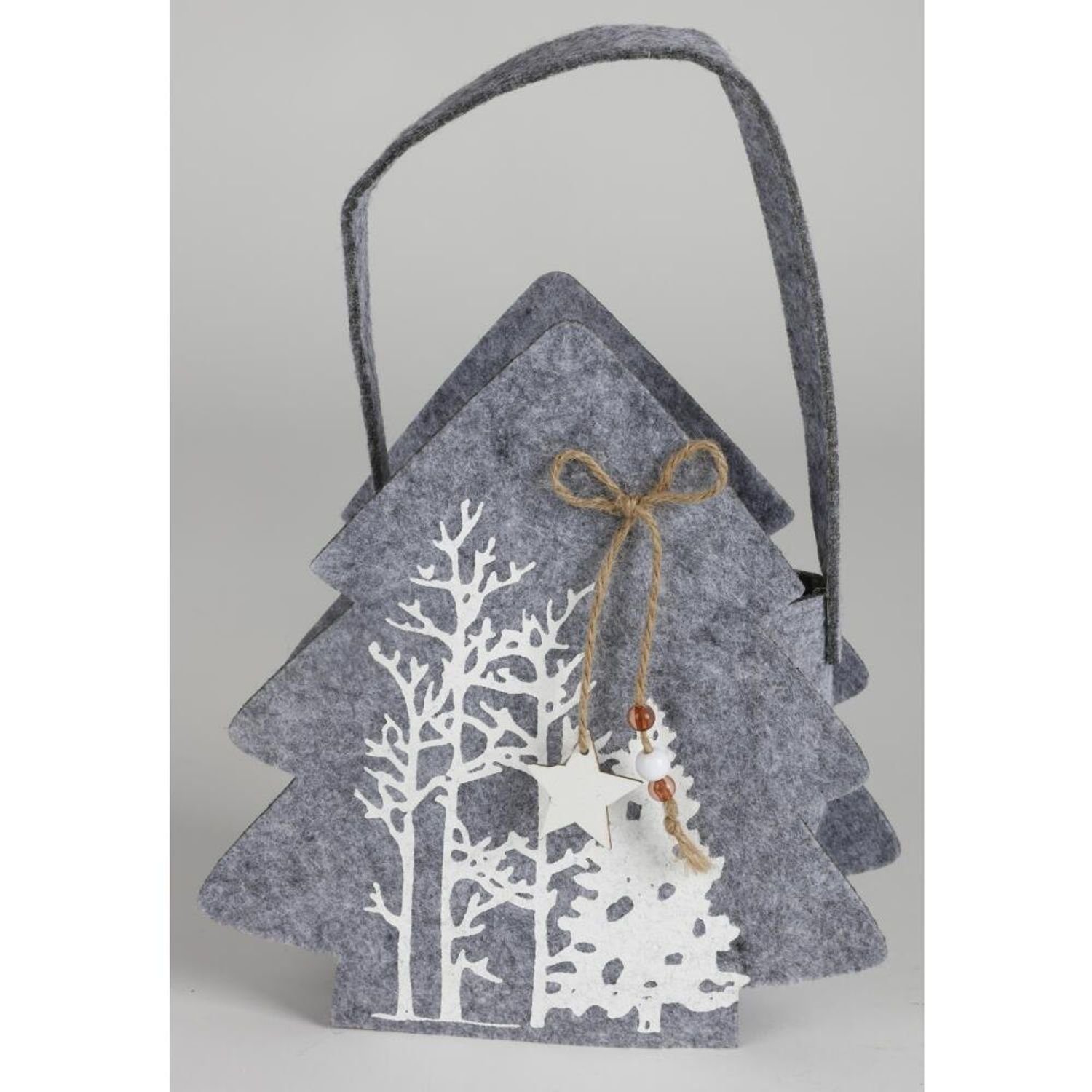Waldmotiv Geschenke Weihnachtliche Dekofigur Stück 12 Filz-Taschen ver BURI weiß grau