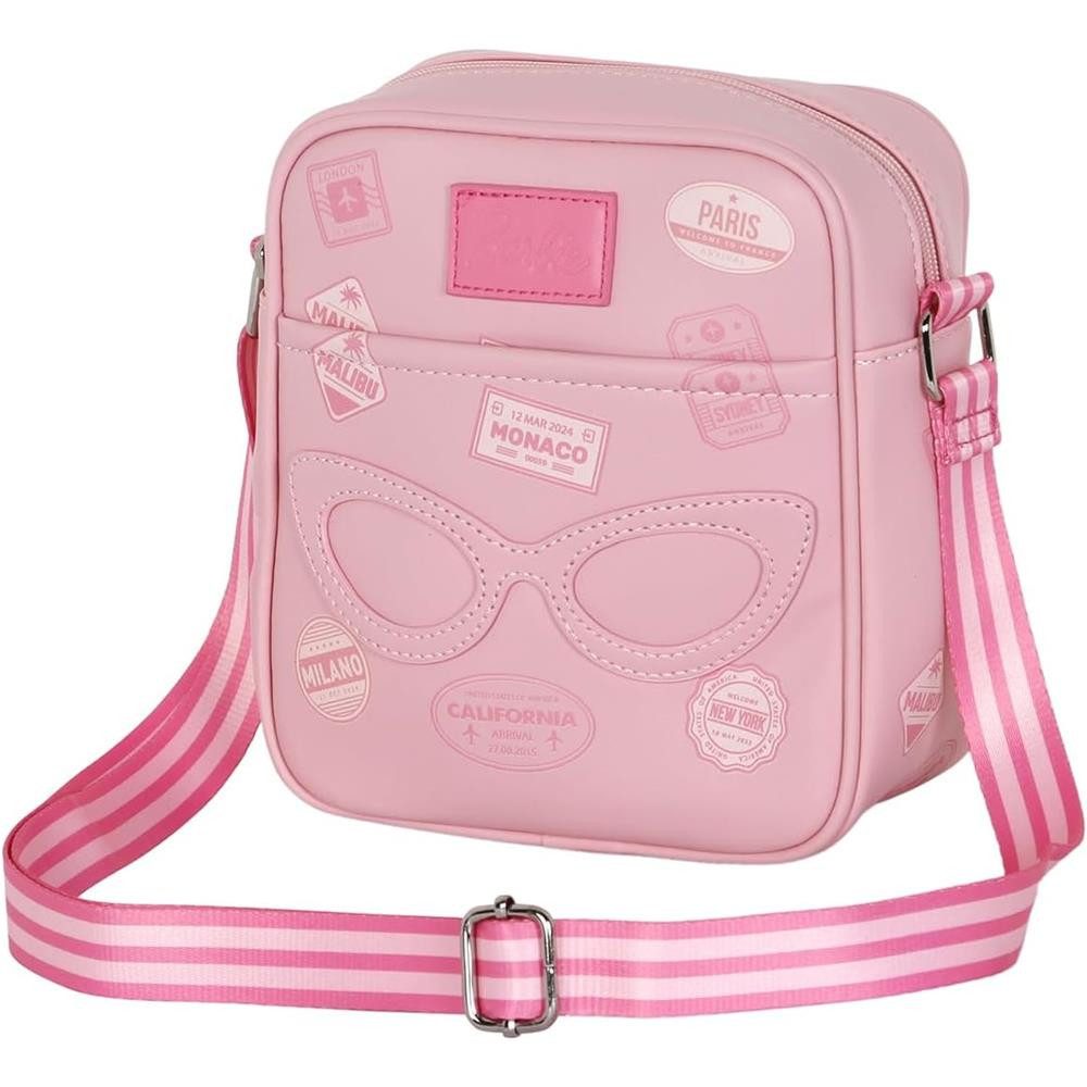Karactermania Umhängetasche Barbie Travel Sling Fashion-Tasche Rosa mit Vordertasche und Magnet, Magnetverschluss