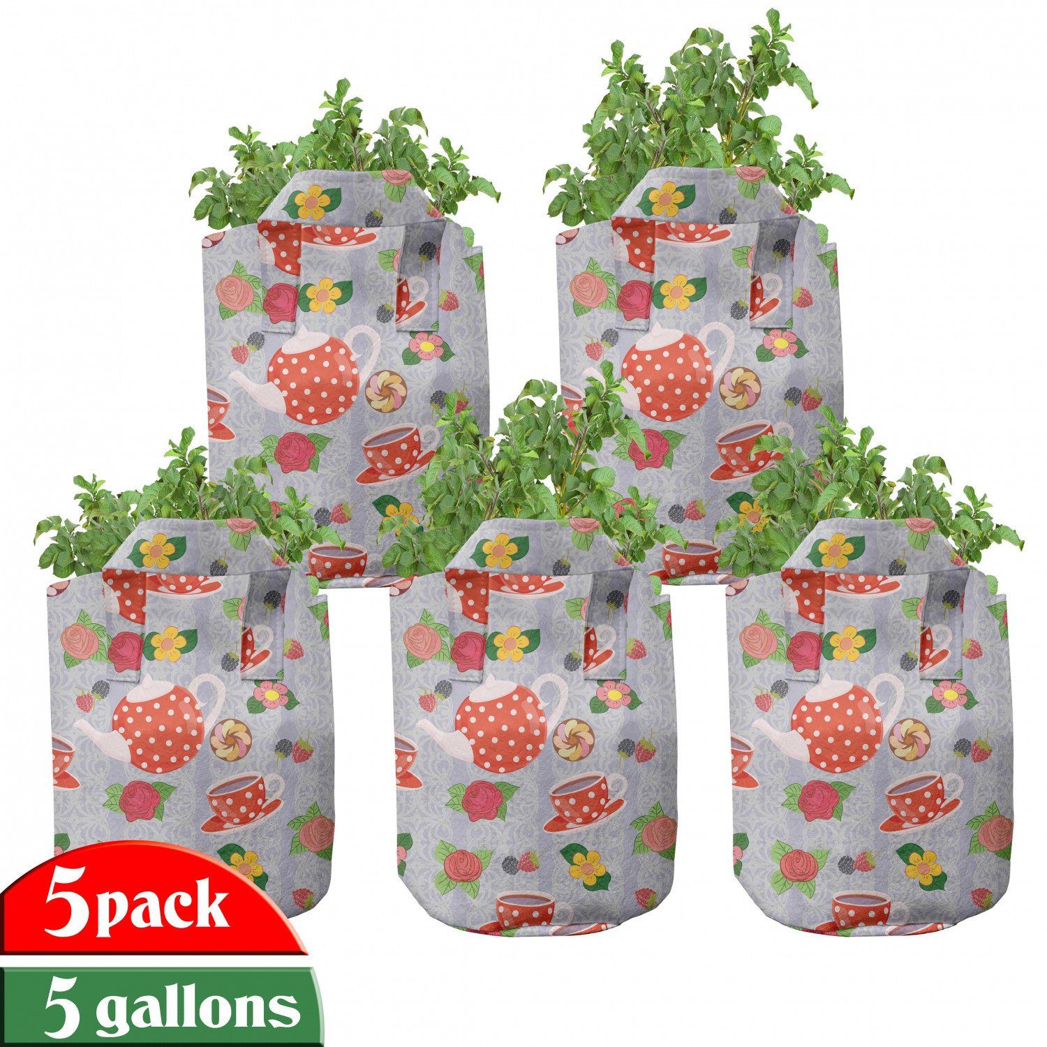 Bunt Stofftöpfe mit Pflanzkübel für hochleistungsfähig Roses Cartoon Griffen Teetöpfe Abakuhaus Pflanzen,