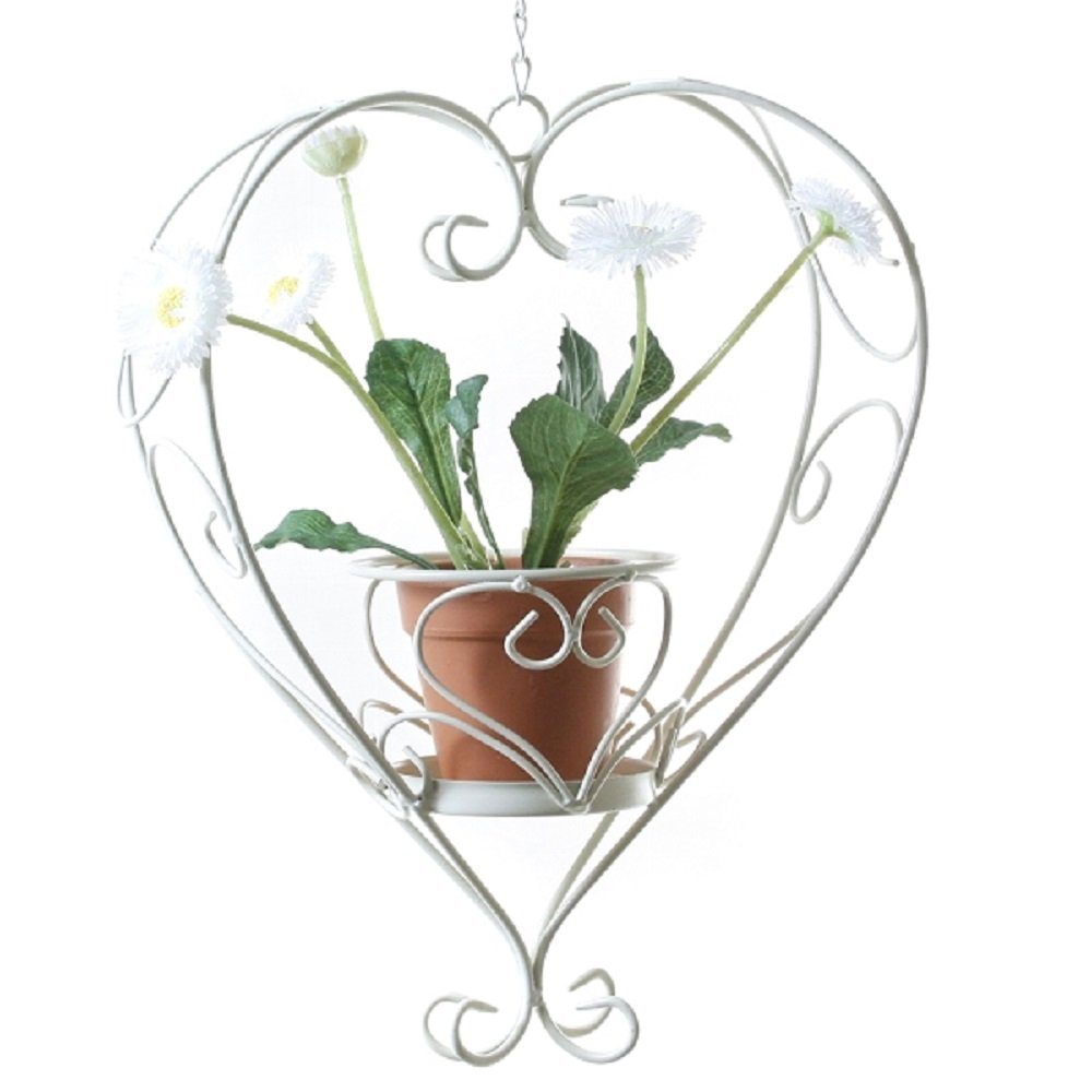Linoows Pflanzkübel Hängeampel Herz, Blumenampel, Halter Blumentopf Herzform Halter, Metall aus in Blumentopf