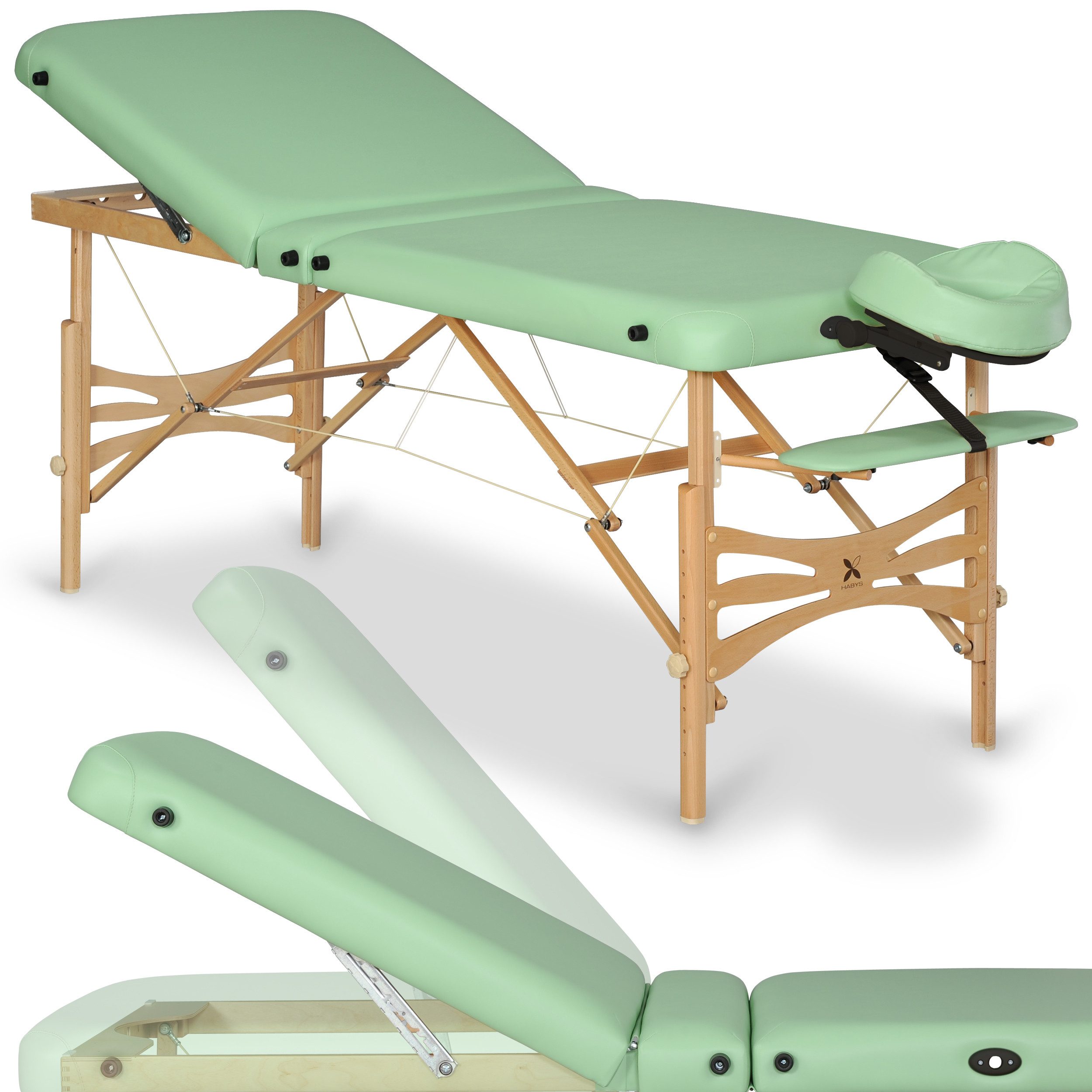 Habys Massageliege Panda Plus Mobile Kosmetikliege Massagetisch Tragbar Grün 180 x 70