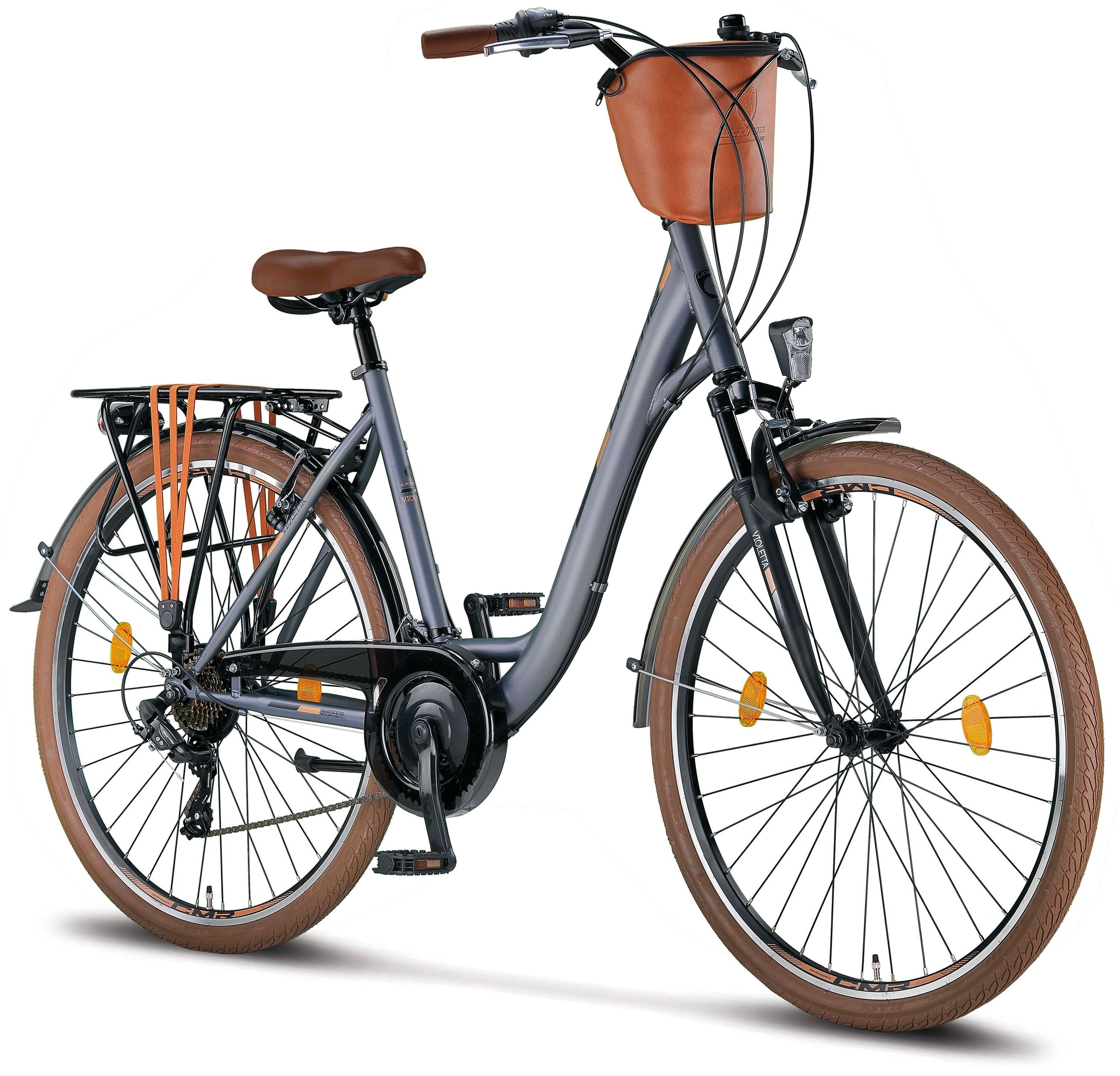 Licorne Bike Cityrad »Licorne Bike Violetta Premium City Bike in 28 Zoll -  Fahrrad für Mädchen, Jungen, Herren und Damen - Shimano 21 Gang-Schaltung -  Hollandfahrrad«