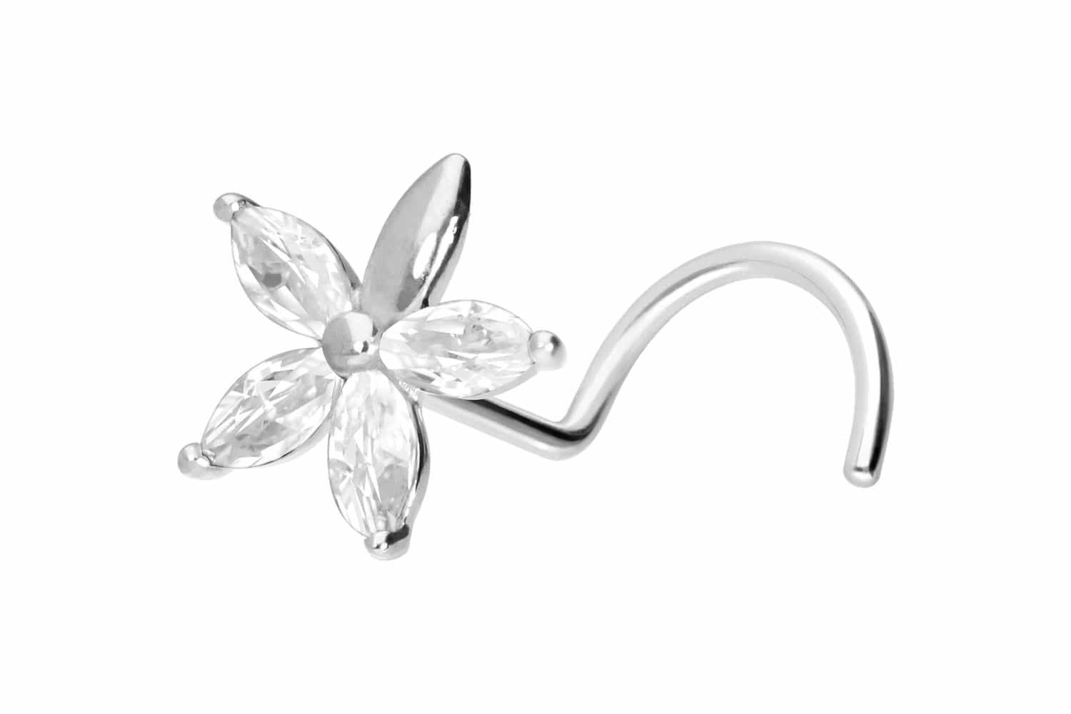 Nasenpiercing 14/18 Karat Gold Nasenstecker Spirale MOISSANIT-BLUME